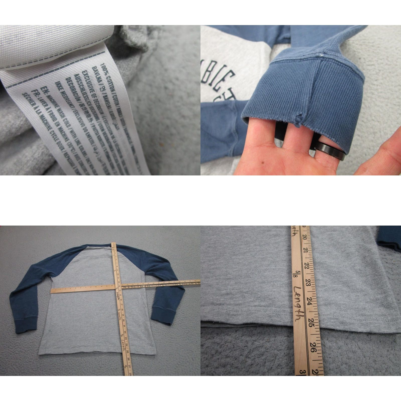 Abercrombie & Fitch Abercrombie & Fitch shirt Mens XS Gray Blue Raglan y2k Pullover Grunge Preppy Size US XS / EU 42 / 0 - 8 Thumbnail