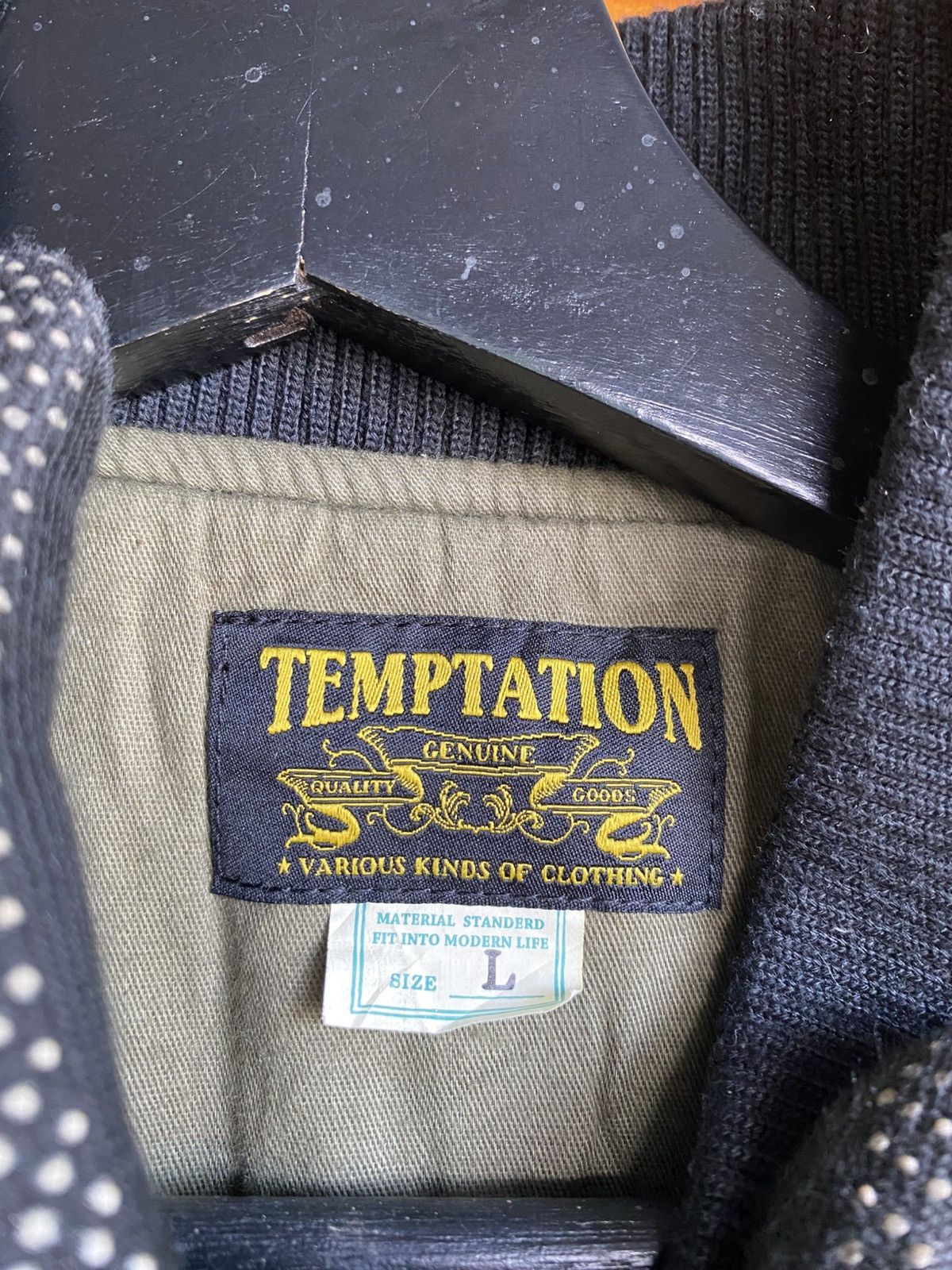 Japanese Brand Vintage Temptation Herringbone Jacket Olive Green Wool Blend Size US L / EU 52-54 / 3 - 12 Thumbnail