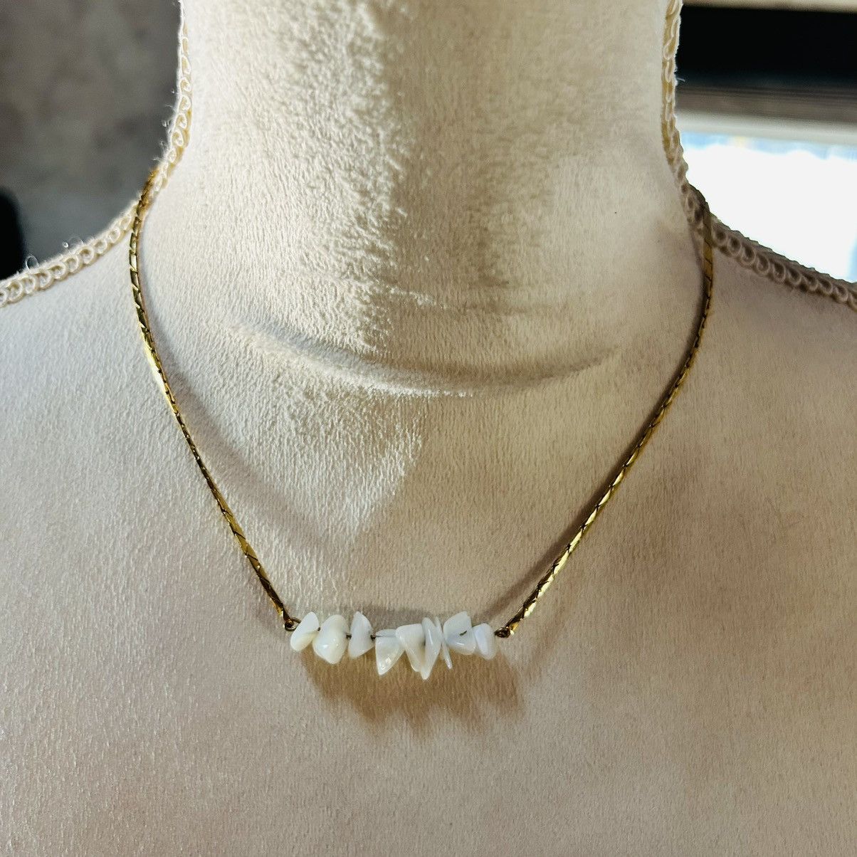 Jewelry Vintage milky quartz stone bar gold chain necklace Size ONE SIZE - 2 Thumbnail