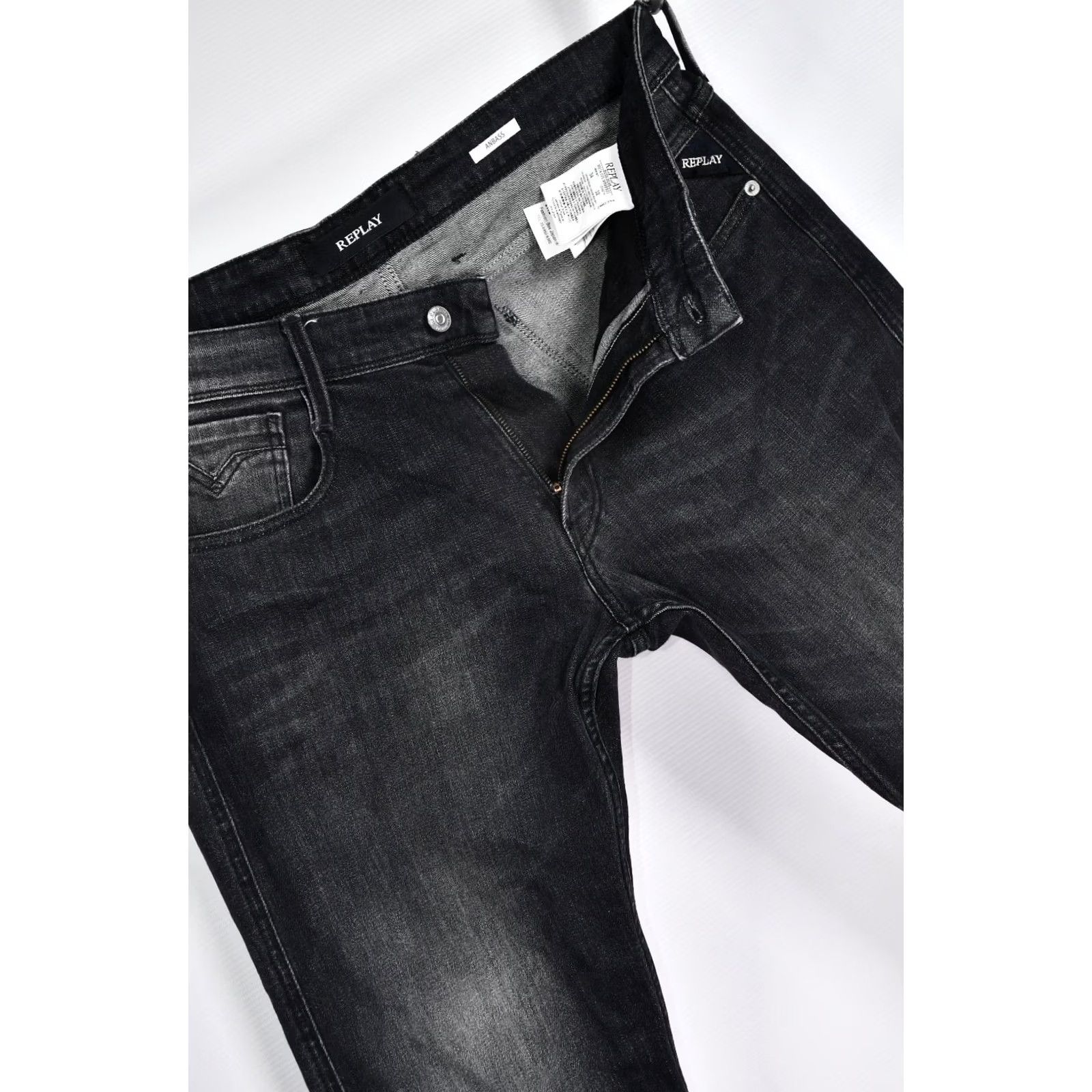 Replay Replay Anbass M914 Jeans Men Slim Skinny Stretch Denim Black W34/L32 98% Cotton 2% Elastane Regular Size MENS Jeans Size US 34 / EU 50 - 5 Thumbnail