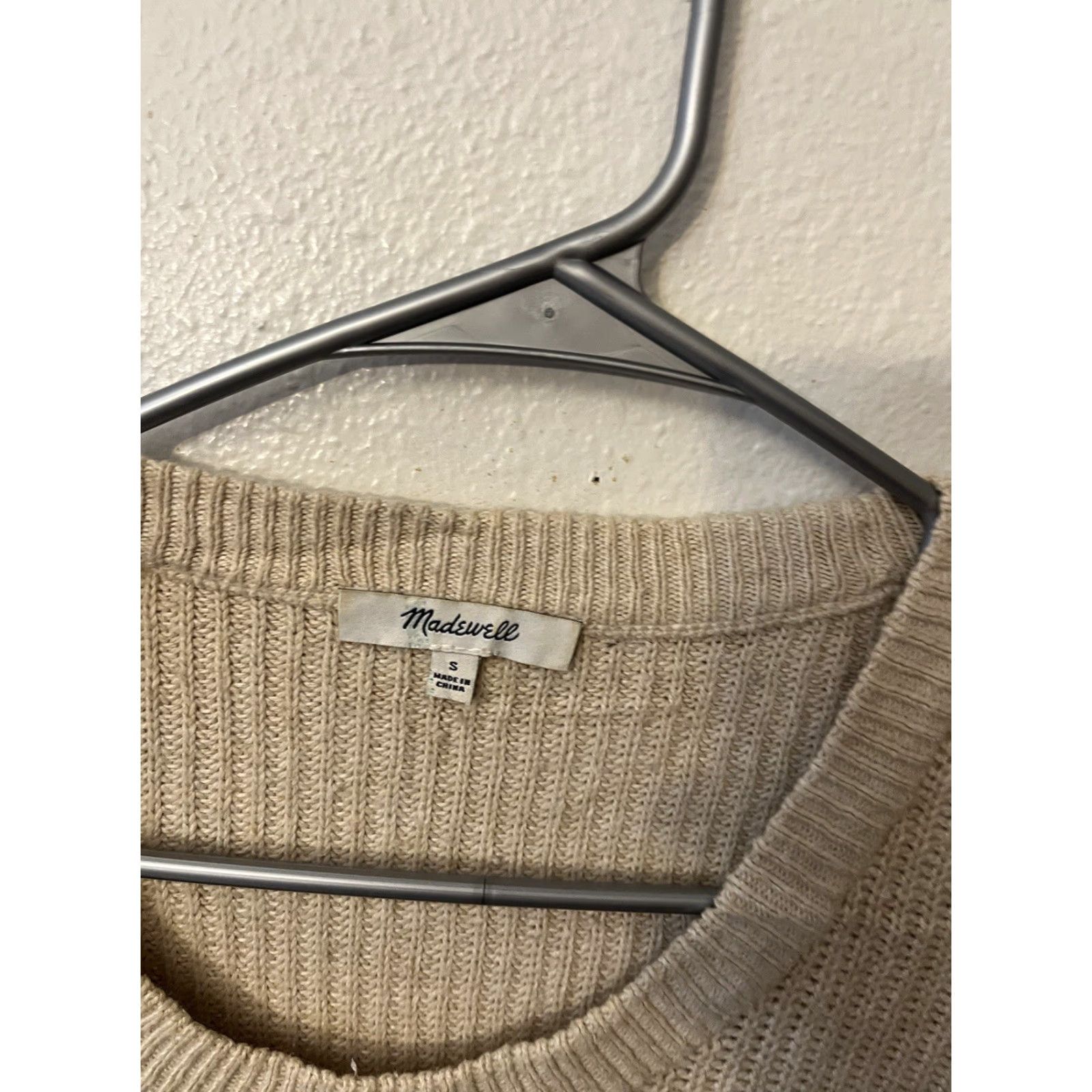Madewell Madewell Thompson Pocket Pullover Sweater Cream Knit Small Womens Size S / US 4 / IT 40 - 3 Thumbnail