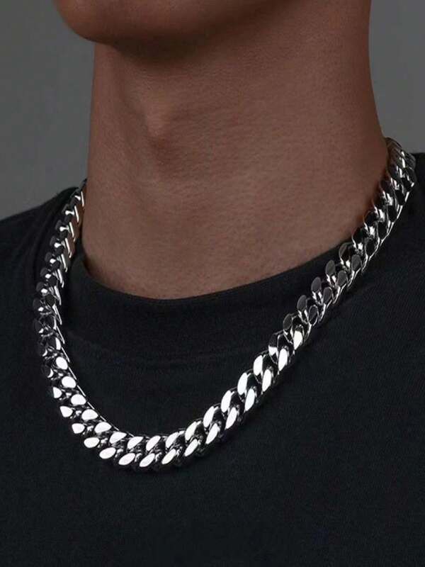 Jewelry x Vintage Hiphop Casual Y2K Necklace Chain in Silver, Men's