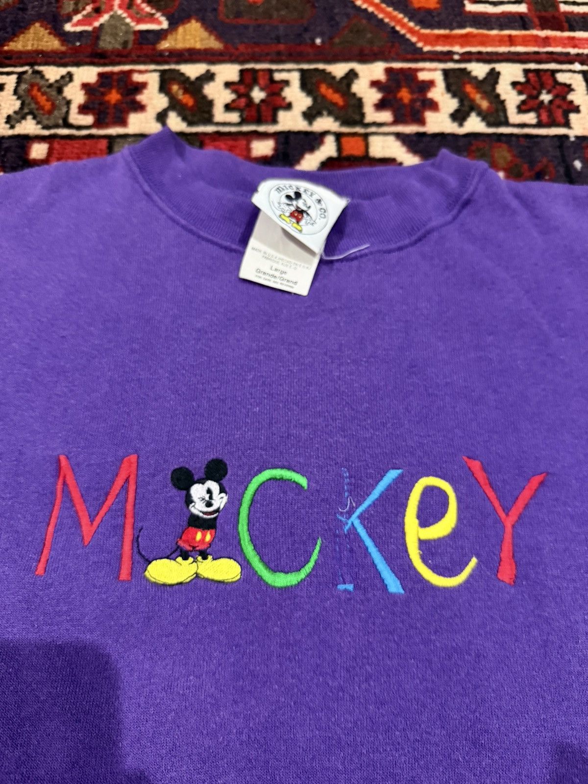 Mickey Mouse Vintage Mickey Mouse Embroidery Multicolour Sweatshirt Size US L / EU 52-54 / 3 - 4 Thumbnail