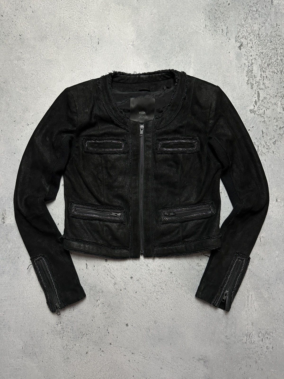 VEDA Veda Leather Biker Short Jacket Hype Avantgarde Lux Item y2k Size S / US 4 / IT 40 - 1 Thumbnail