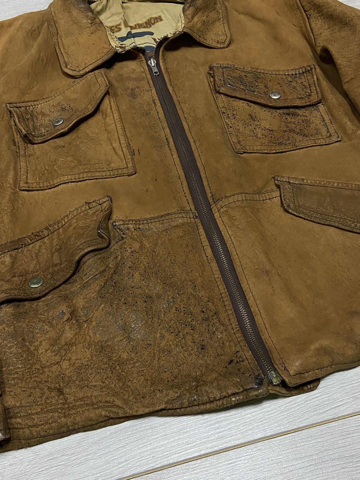 Chevignon Chevignon vintage leather worn distressed leather jacket fly Size US XL / EU 56 / 4 - 9 Thumbnail