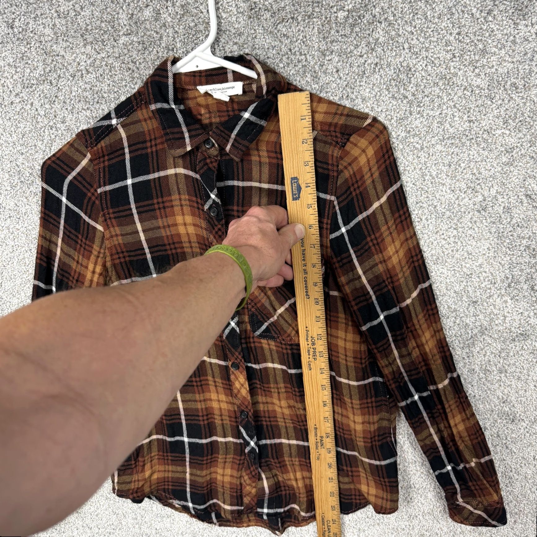 Vintage beachlunchlounge Shirt Women XS Brown Black Plaid Button-Up Collared Long Sleeve Casual Fall Lightweight Rayon Vintage No Size XS / US 0-2 / IT 36-38 - 2 Thumbnail