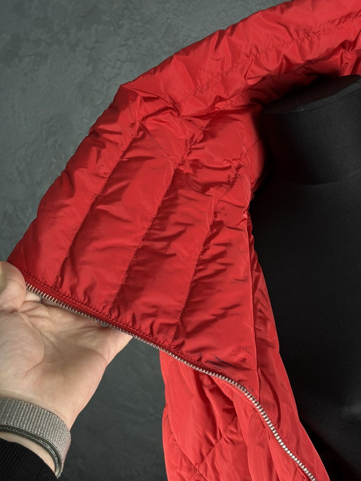 Prada 2008 Prada Red Diamond Women’s Quilted Puffer Jacket Size XL / US 12-14 / IT 48-50 - 13 Thumbnail