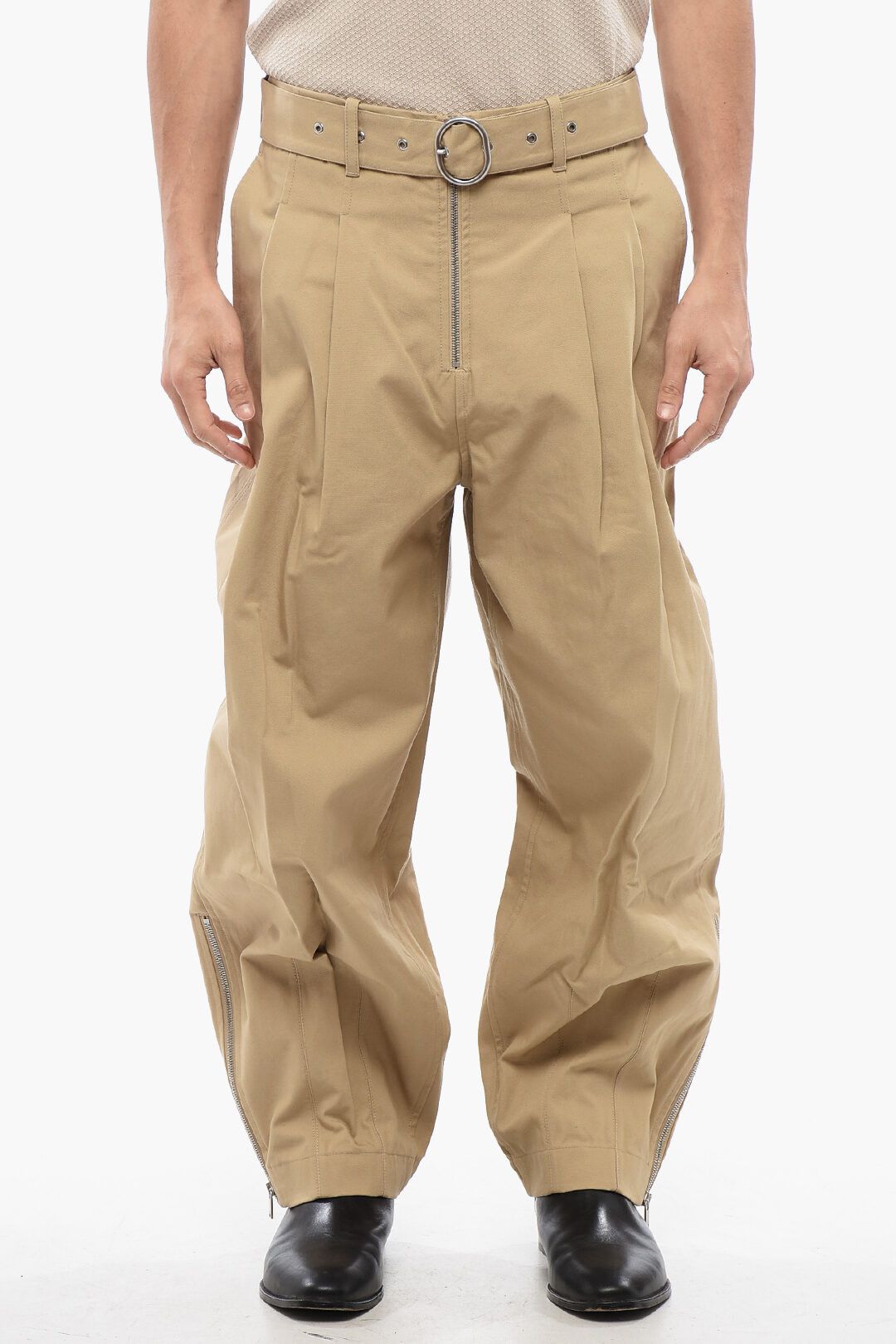 Jil Sander og1mm0625 Double-pleated Baggy Fit Pant in Beige Size US 32 / EU 48 - 1 Thumbnail