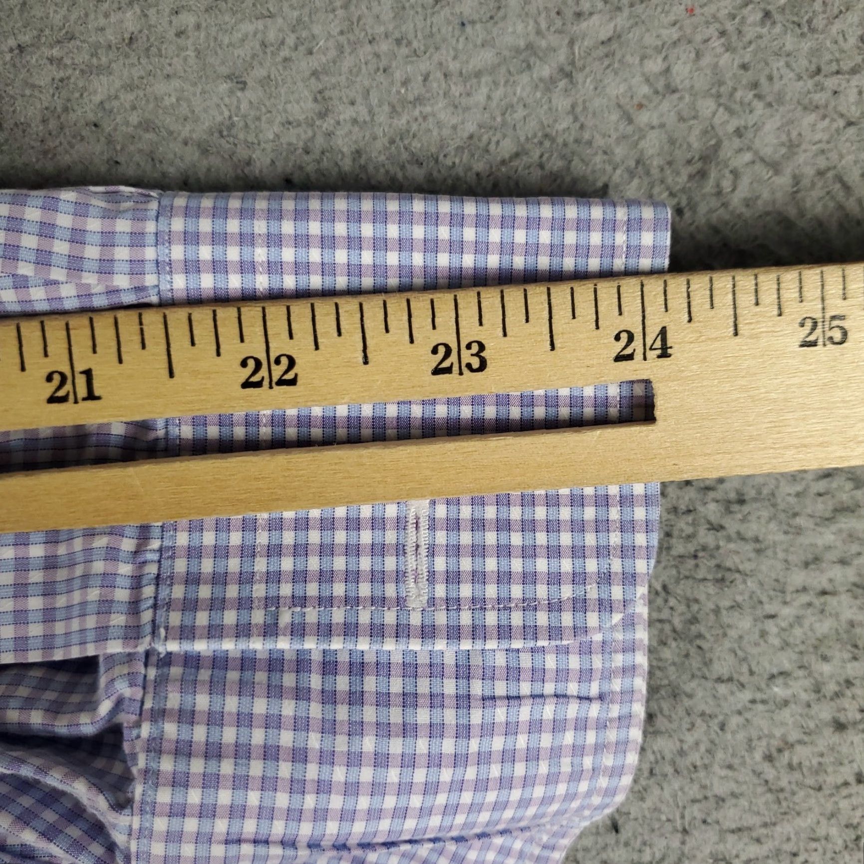 David Donahue David Donahue Dress Shirt Mens 17.5 Purple Check Long Sleeve Button-Up Cotton 100% Regular Fit Size 46R - 6 Thumbnail