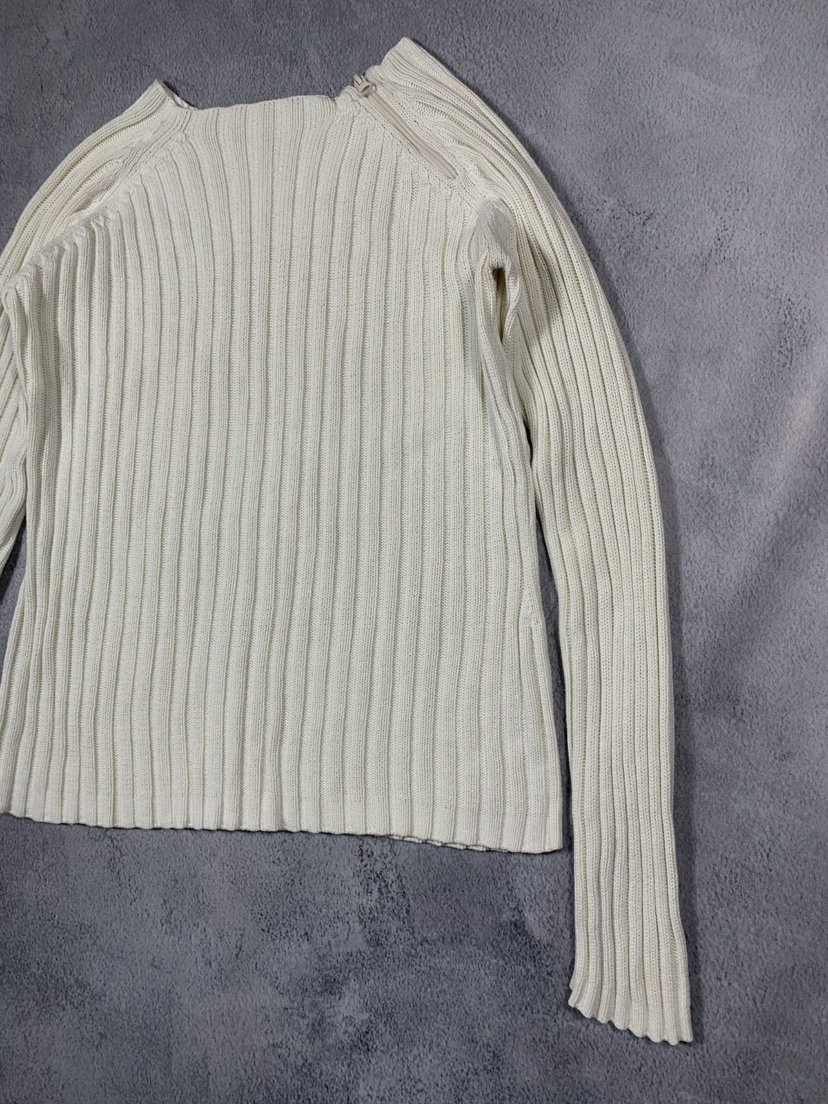 Japanese Brand Vintage Y2K Avant Garde 1/4 zip ribbed tailored sweater L Size L / US 10 / IT 46 - 3 Thumbnail