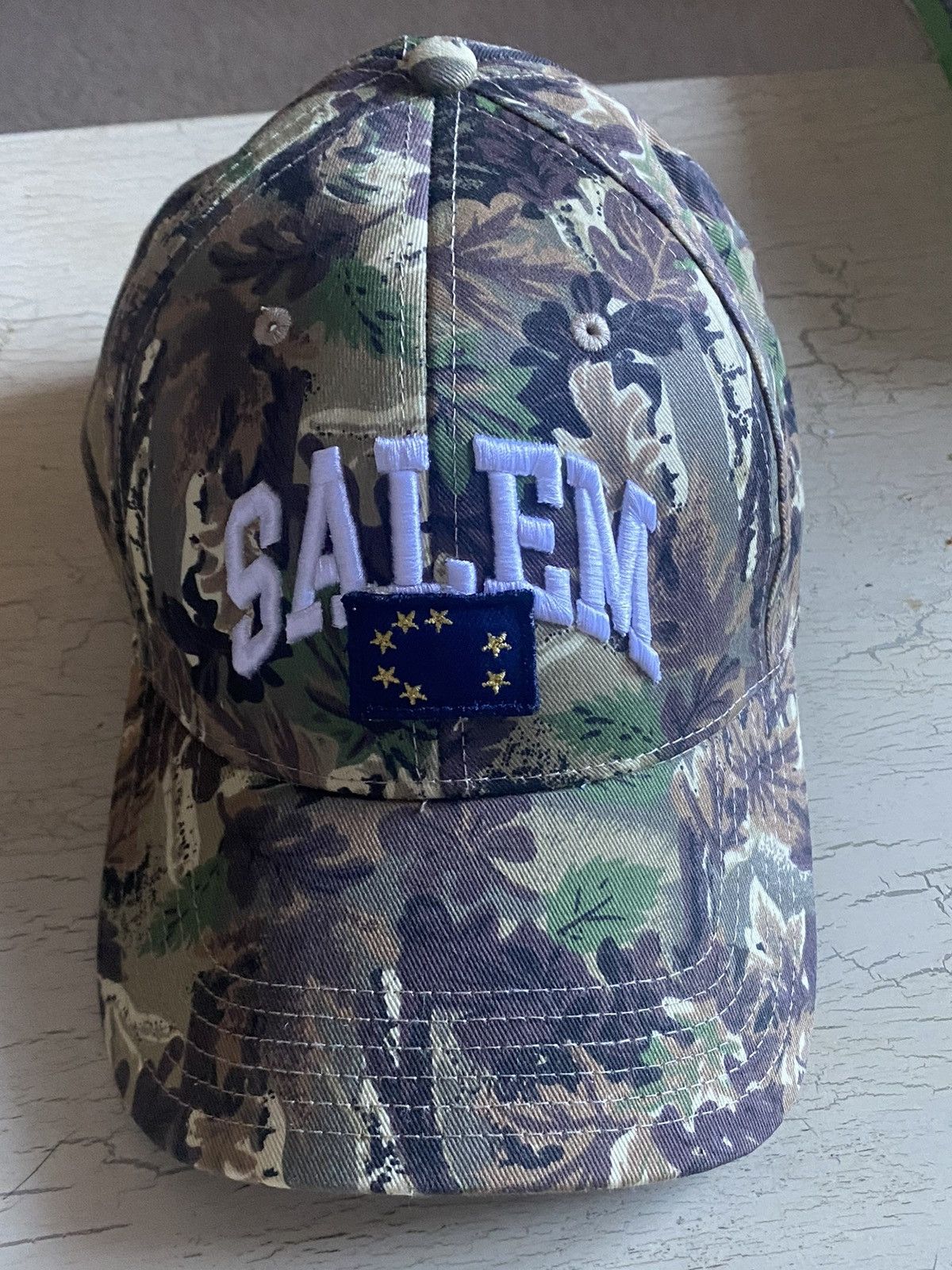 image of Drain Gang x Haunted Mound Salem Camo Flag Hat Misprint, Men's