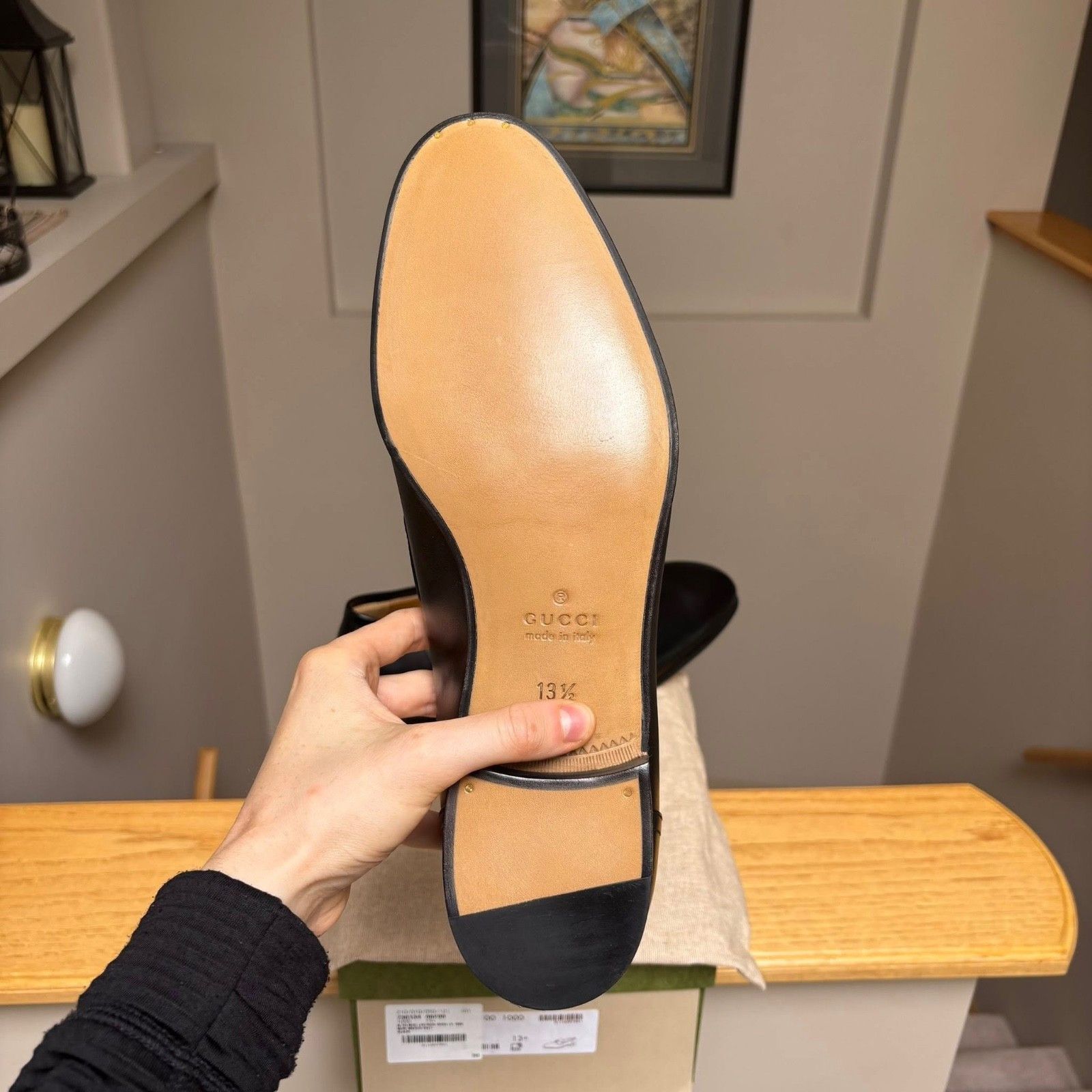 Gucci Gucci Black & Silver Interlock Leather Loafers - $1000- New Size US 14 / EU 47 - 4 Thumbnail