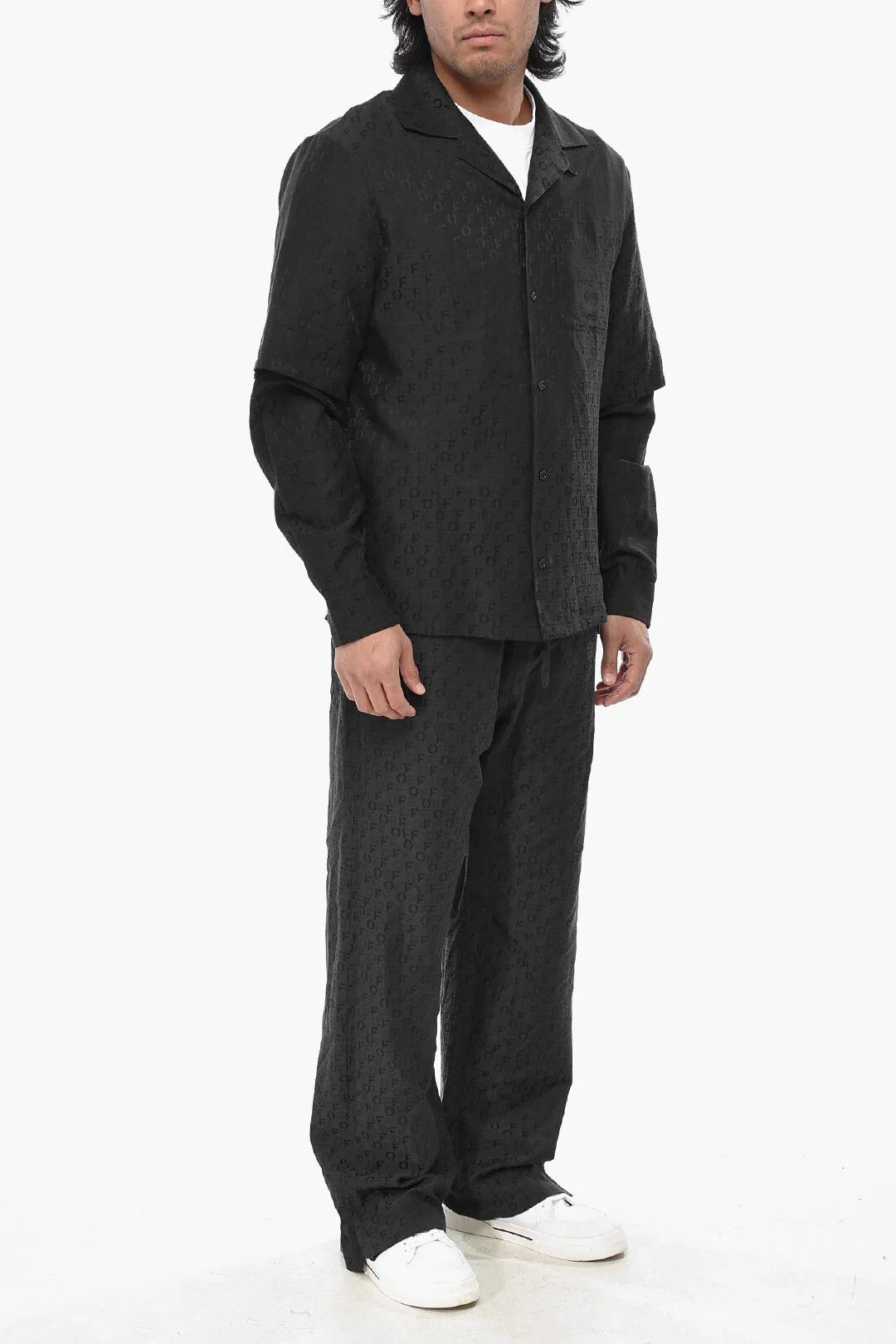 Off-White Silk Blend Jacquard Shirt Size US L / EU 52-54 / 3 - 4 Thumbnail