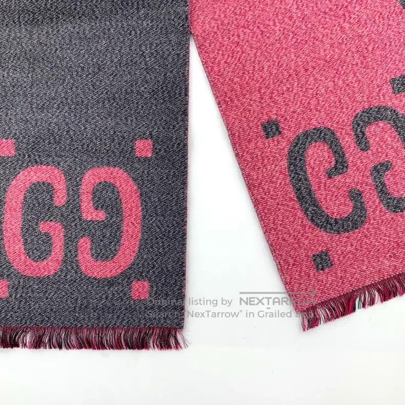 Gucci Gucci Gray and pink colour block logo jacquard full print Size ONE SIZE - 5 Thumbnail