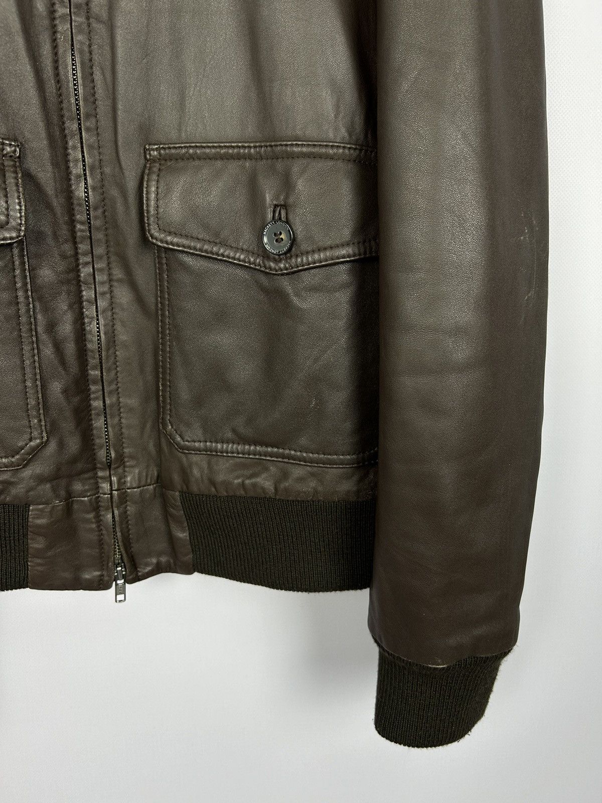 Hackett Hackett Leather Brown Bomber Jacket Size M Size US M / EU 48-50 / 2 - 8 Thumbnail
