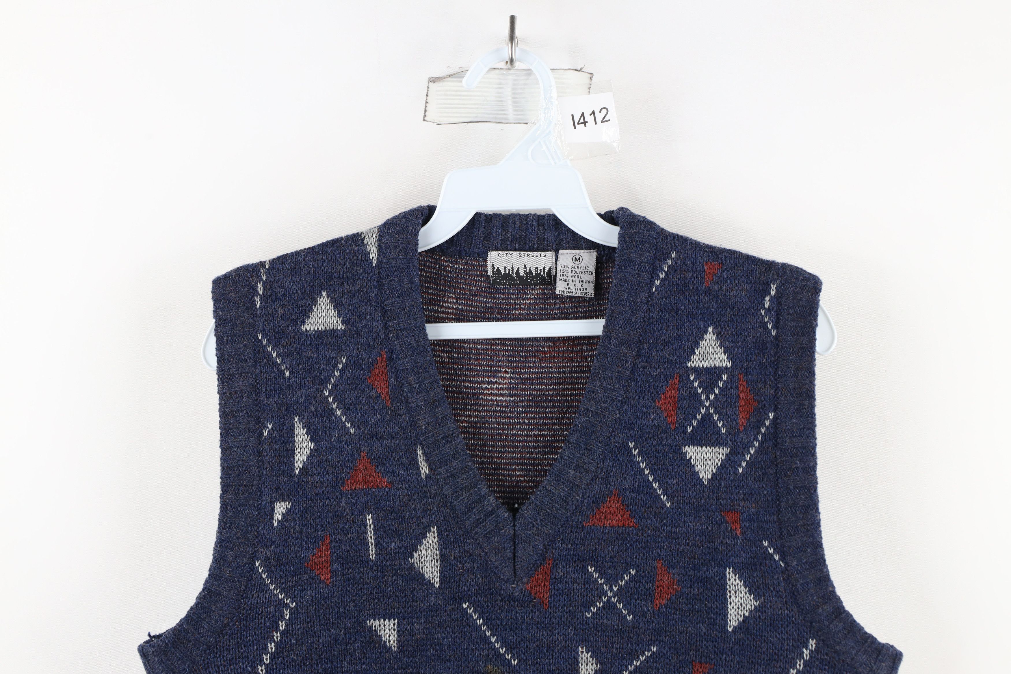 Vintage Vintage 90s Streetwear Wool Blend Knit Sweater Vest Size US M / EU 48-50 / 2 - 2 Thumbnail