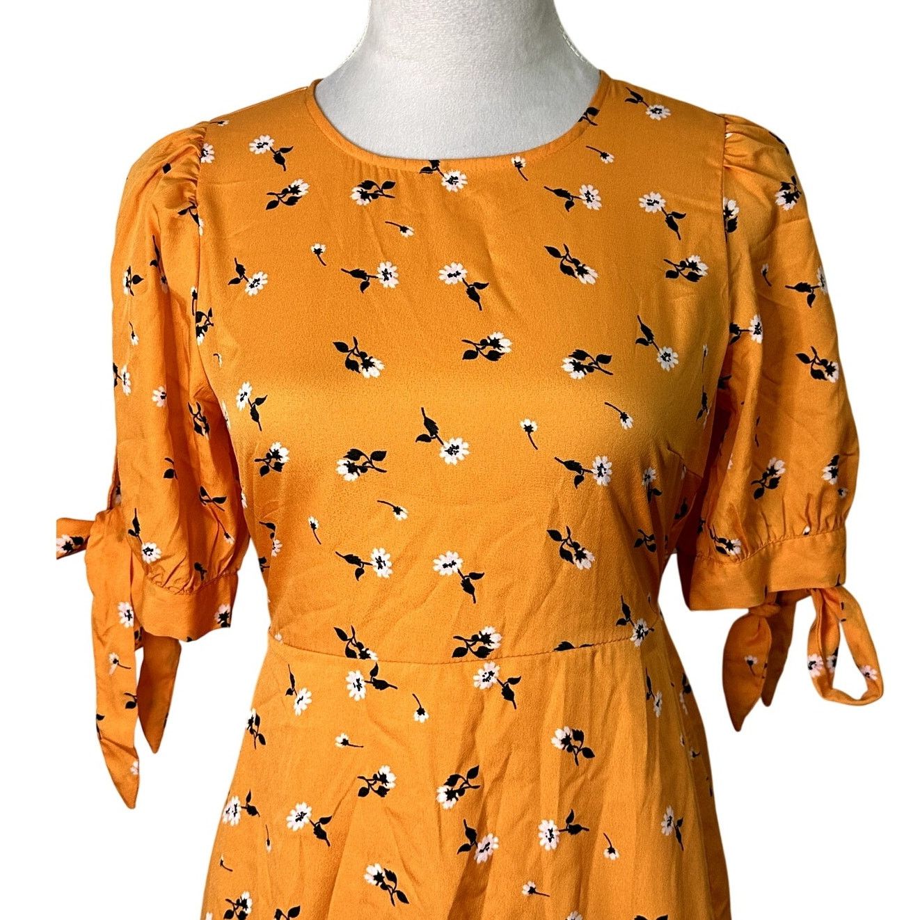 Other Vero Mada Women Orange Floral Tie Short Sleeve Mini Dress XS Size XS / US 0-2 / IT 36-38 - 3 Thumbnail