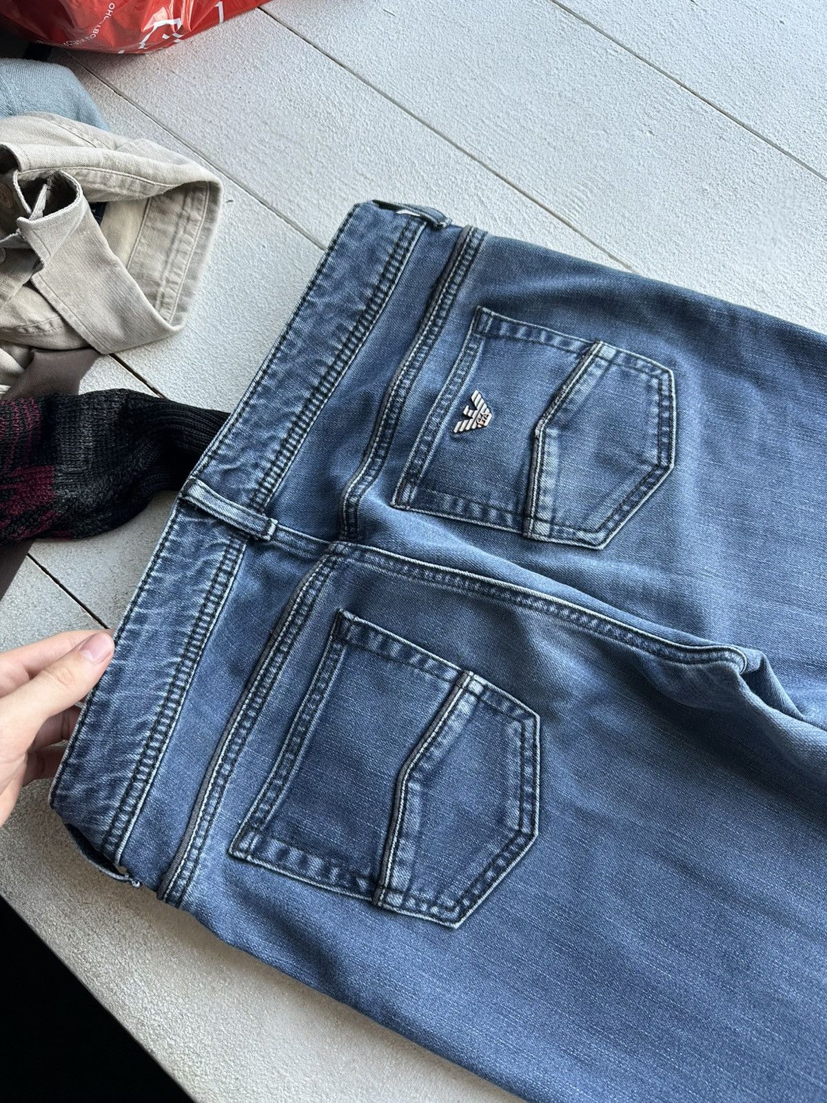 Armani 🚨Y2K WOMEN ARMANI JEANS WITH LOGO AVANT GARDE DENIM PANTS Size 28" / US 6 / IT 42 - 8 Thumbnail