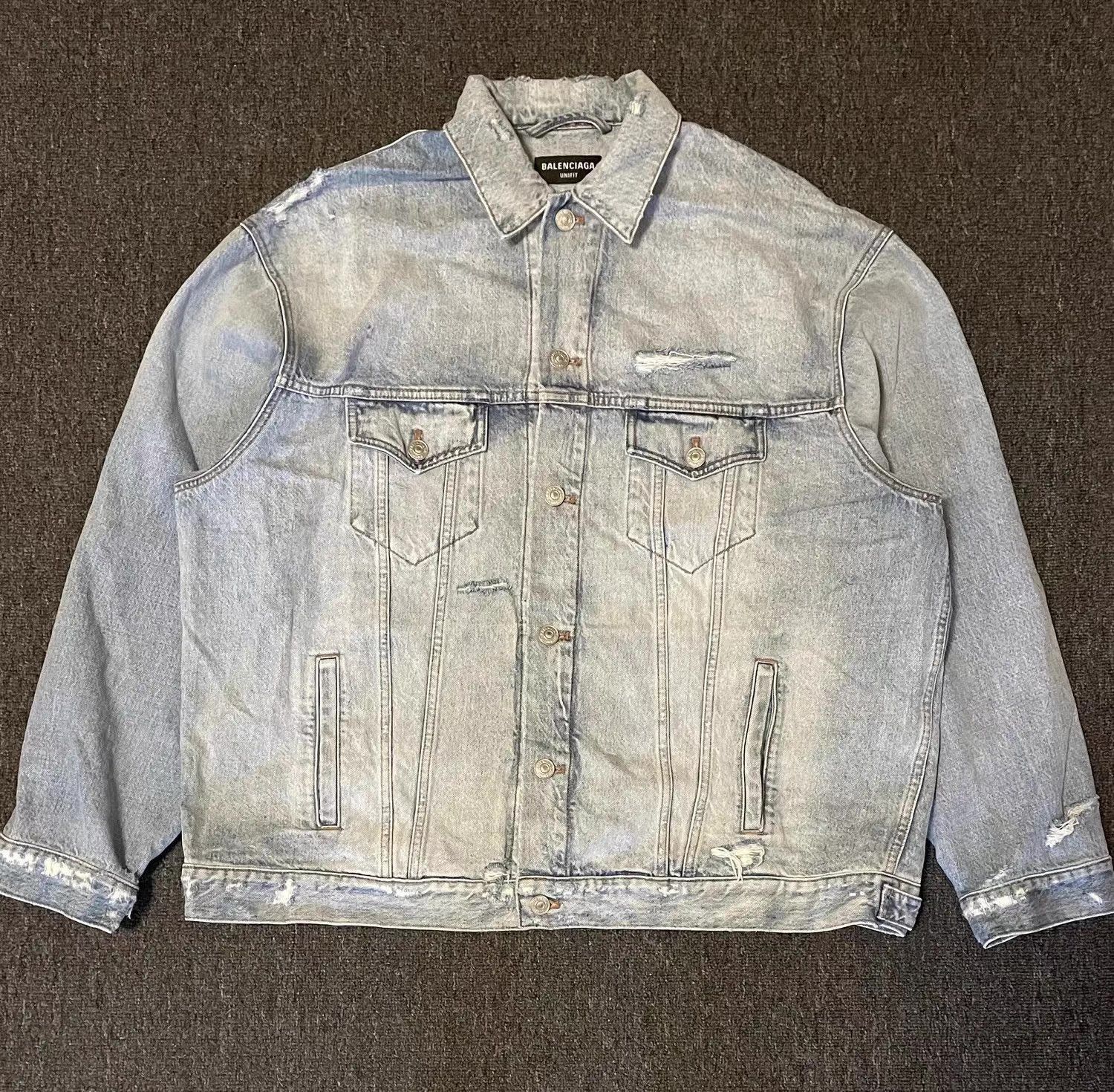 Balenciaga Distressed Blue Denim Jacket Size US M / EU 48-50 / 2 - 1 Thumbnail