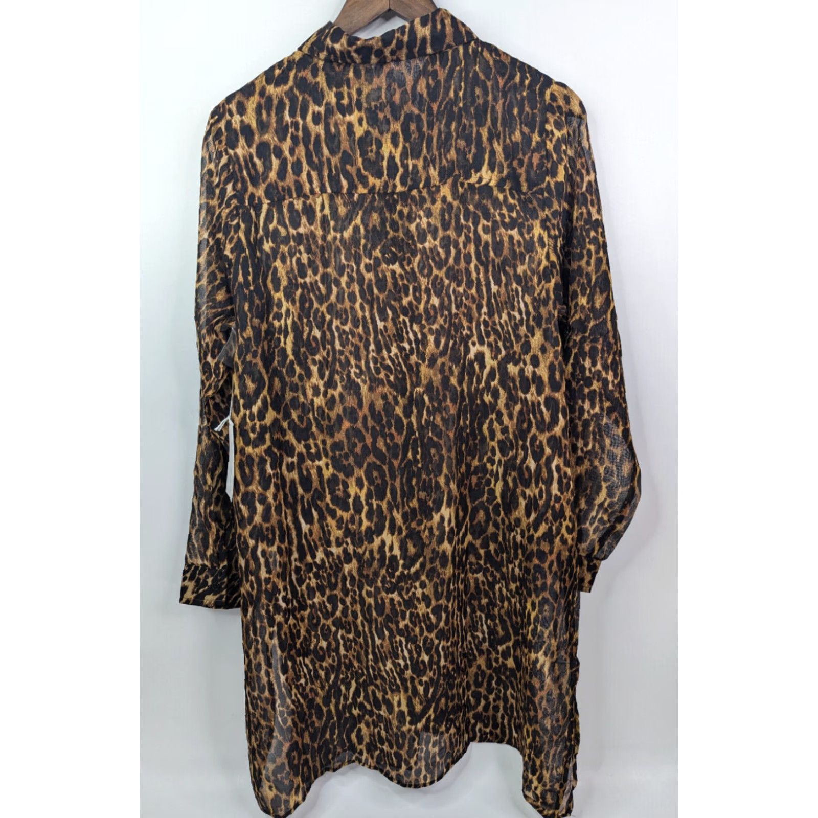 Vintage Live 4 Truth Shirt Women’s Large Leopard Print Button-Up Sheer Chiffon Blouse Size L / US 10 / IT 46 - 4 Thumbnail