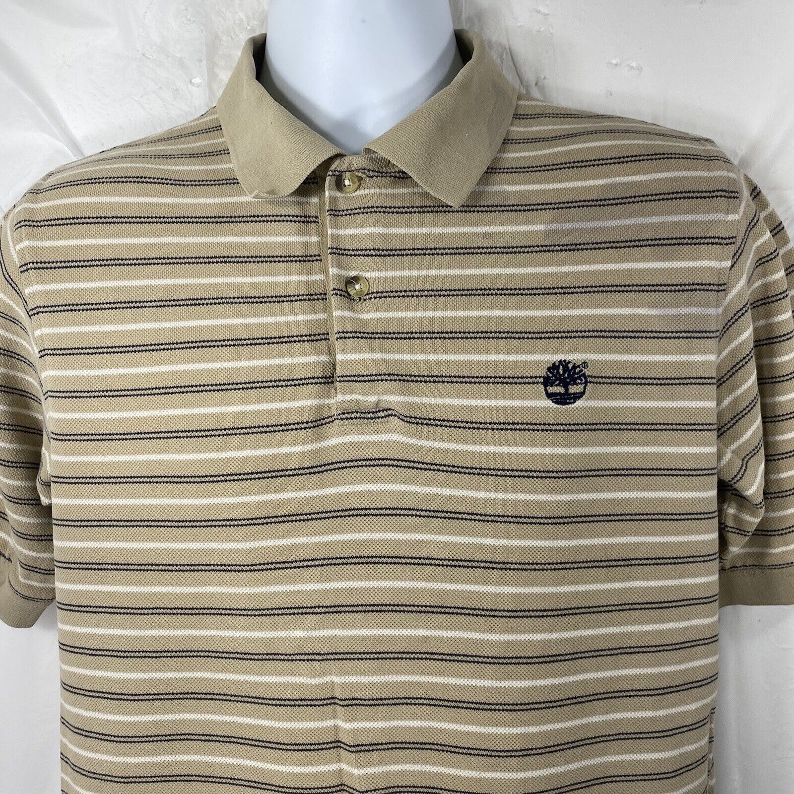 Timberland Timberland Small Beige Striped Short Sleeve Polo Shirt Size US M / EU 48-50 / 2 - 4 Thumbnail