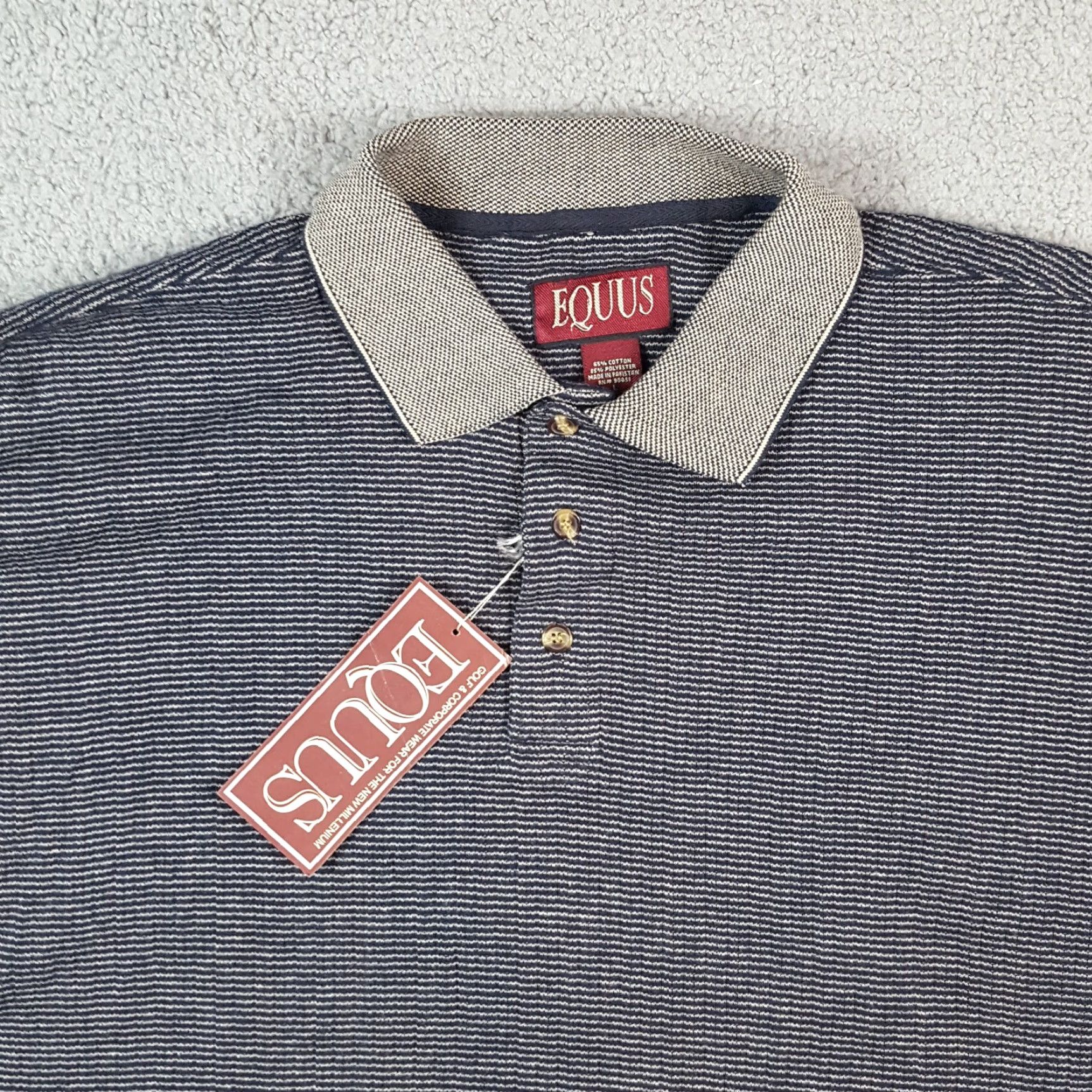 Vintage Vintage Equus Men's Polo Shirt Size Large Casual 90s Striped Cotton Relaxed Fit Size US L / EU 52-54 / 3 - 2 Thumbnail