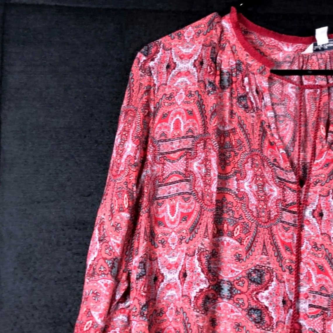 Lucky Brand Lucky Brand Blouse Womens Red Pink V-Neck Front Tie Long Sleeve Large XS- XXL? Size L / US 10 / IT 46 - 4 Thumbnail
