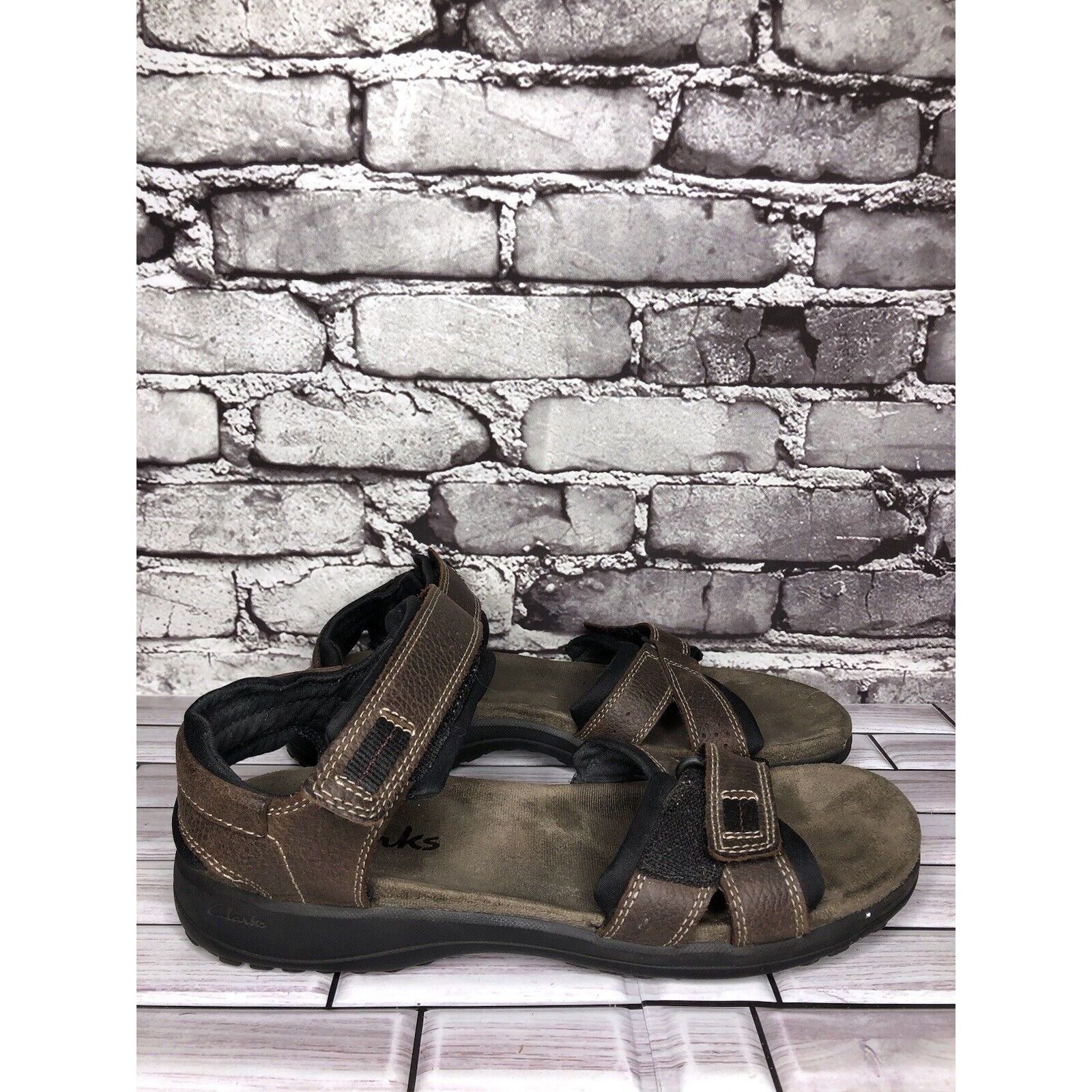 Clarks Clarks Brown Leather Synthetic Hiking Outdoor Strap Sandals Size US 11 / EU 44 - 3 Thumbnail