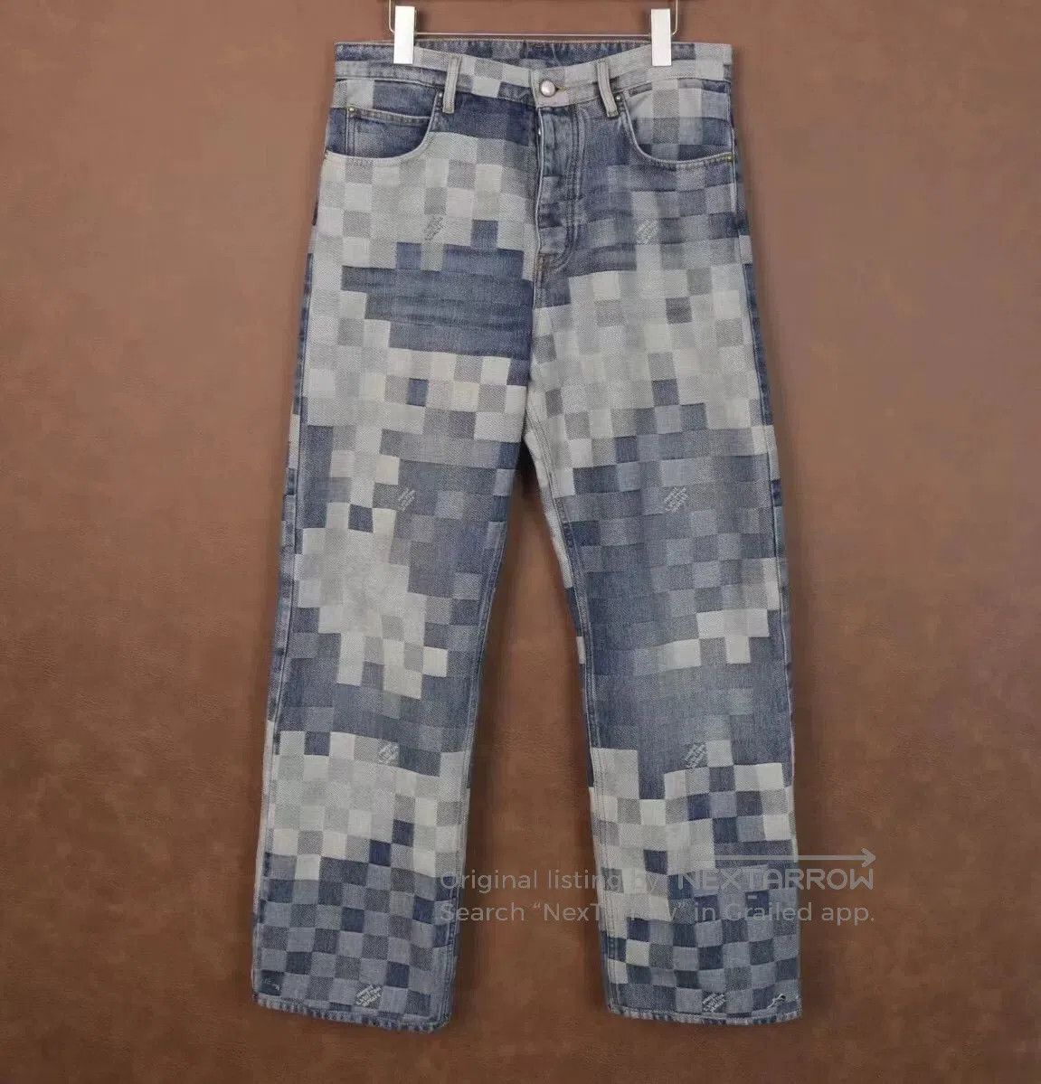 Louis Vuitton Mosaic Denim Straight Leg Pants.