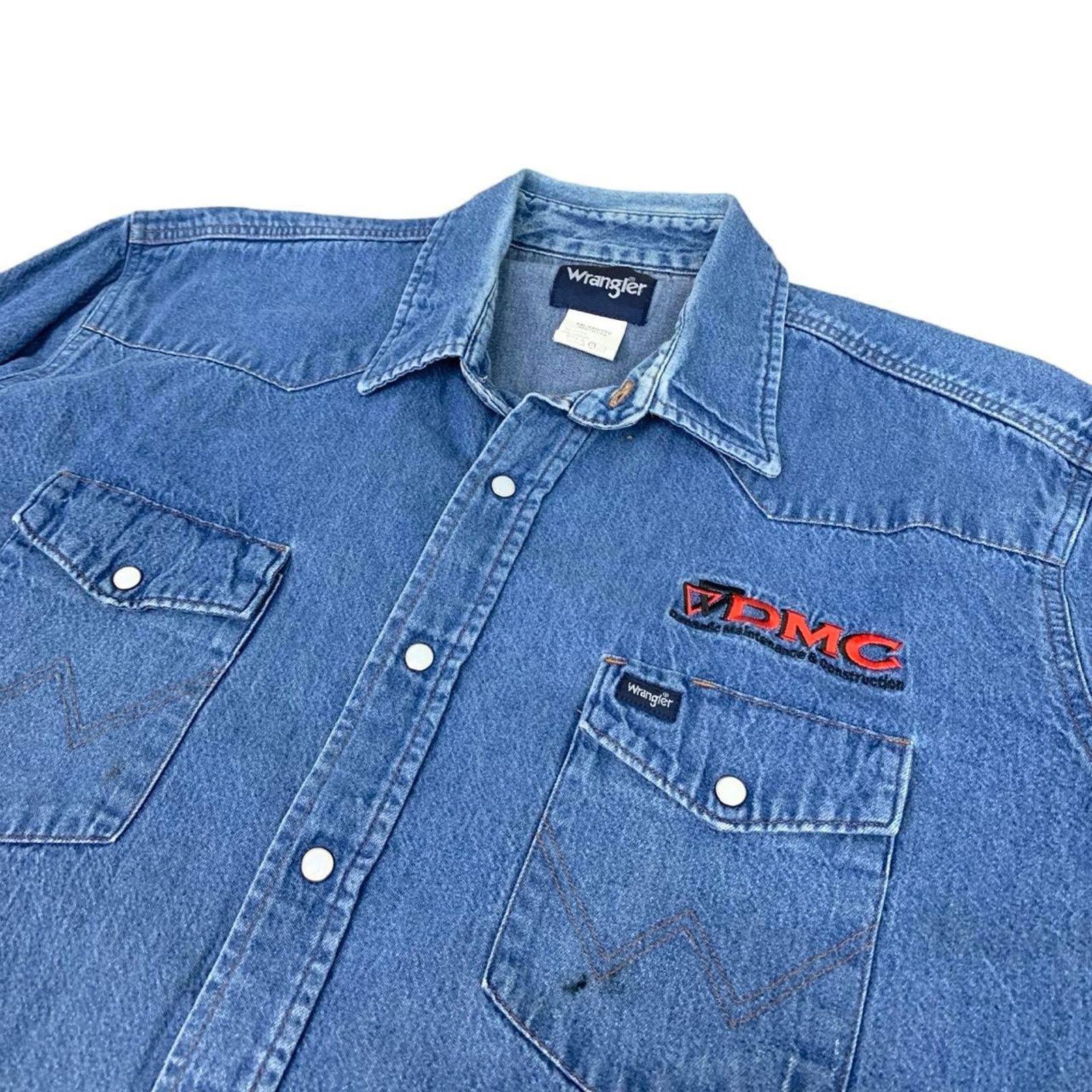 Vintage × Wrangler Vintage Wrangler Denim Pearl Snap Button Up Shirt Size US XXL / EU 58 / 5 - 1 Thumbnail