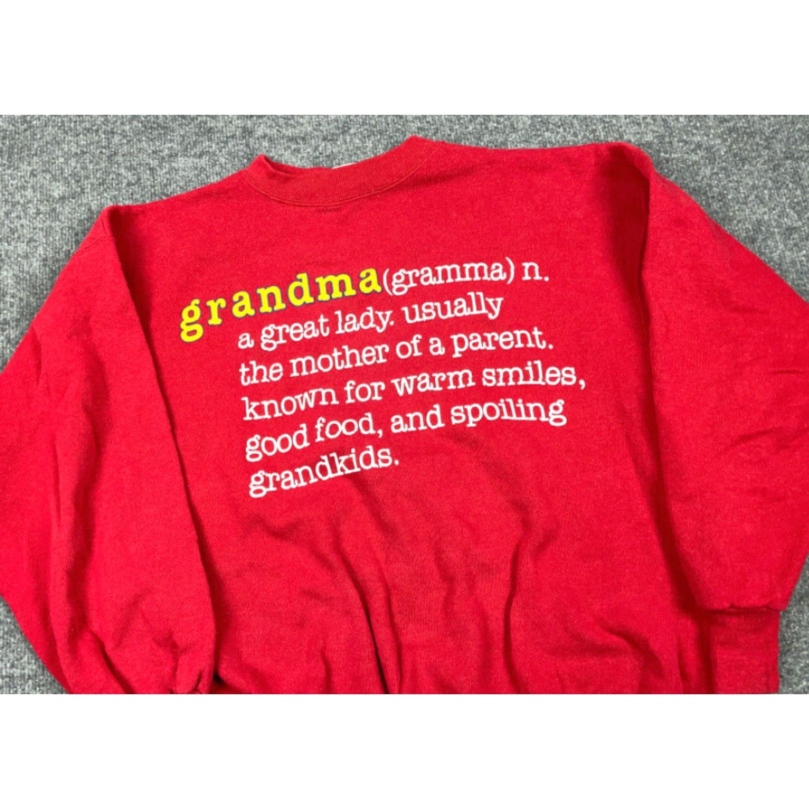 Vintage VINTAGE 90s Grandma Definition Print Pullover Sweatshirt Men XL Red Ultra Sweats Lightweight Cotton Blend Cotton Printed Graphic Front Size US XL / EU 56 / 4 - 3 Thumbnail