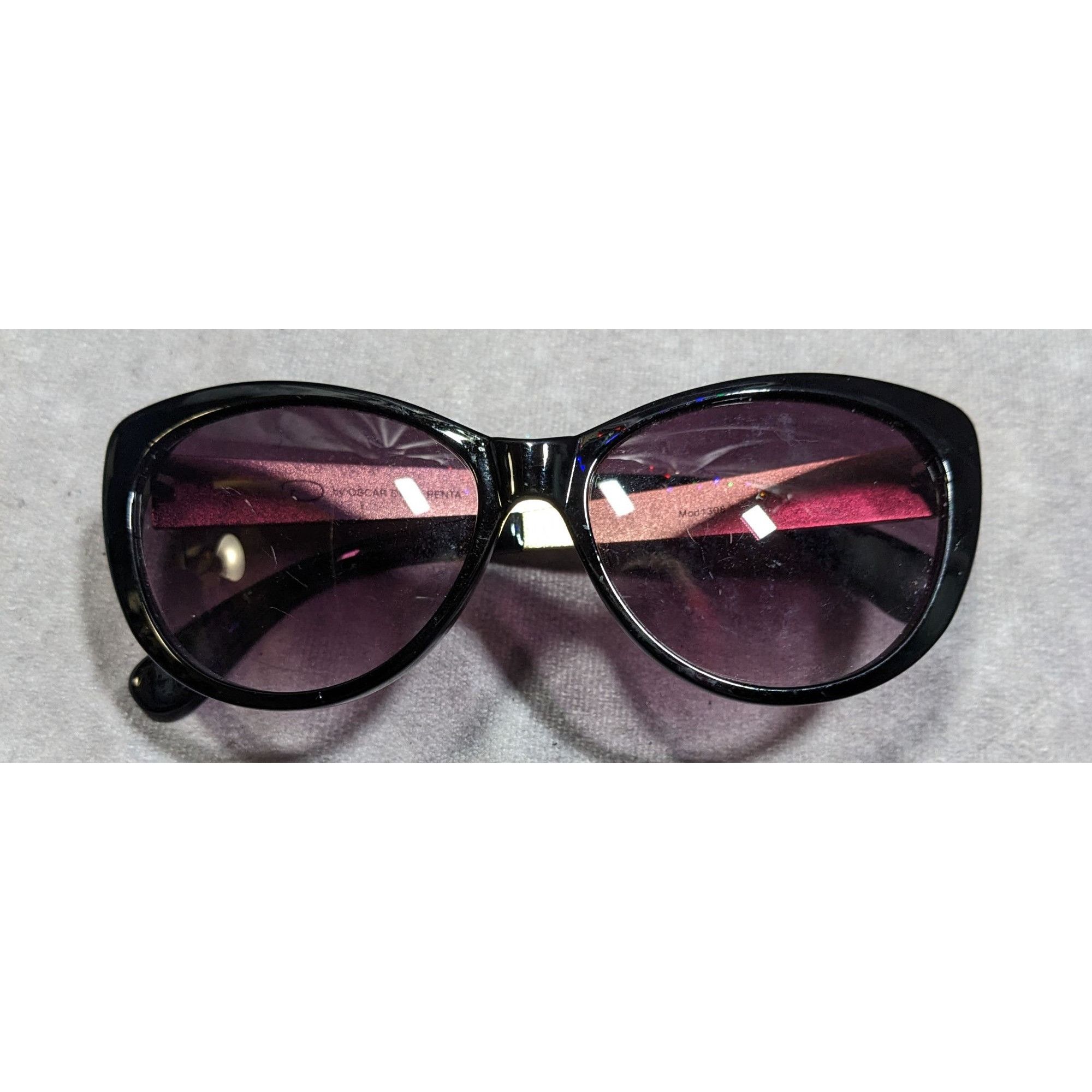 Oscar De La Renta Oscar De La Renta Black And Gold Tone Sunglasses With Purple Size ONE SIZE - 2 Thumbnail