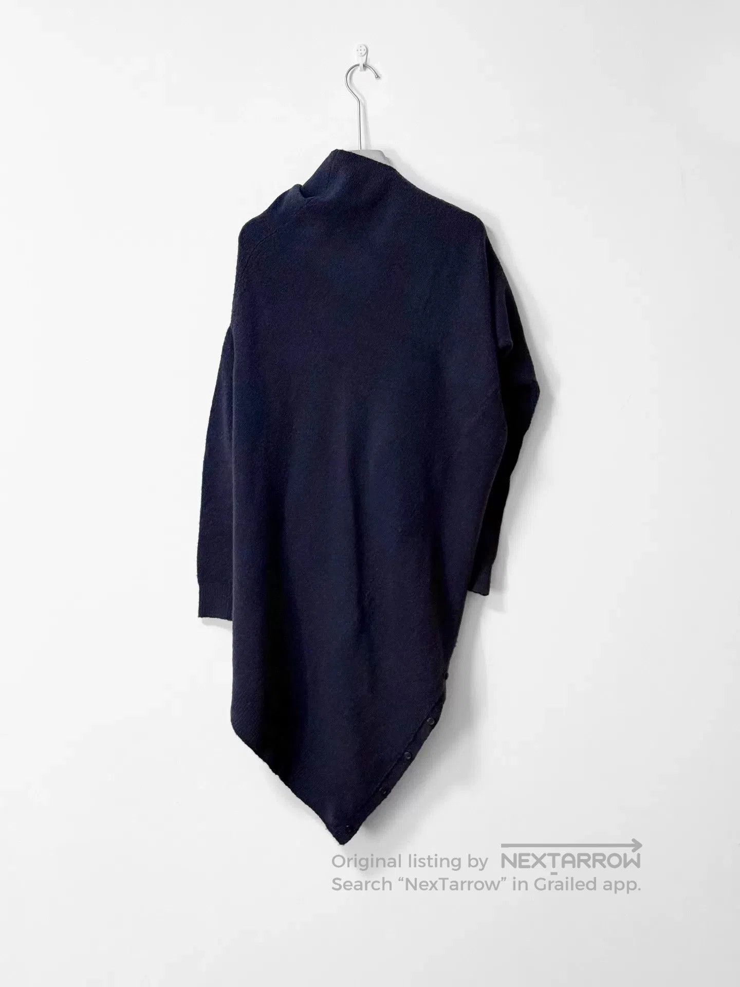 Yohji Yamamoto Asymmetrical Navy Blue Wool Sweater. Size M / US 6-8 / IT 42-44 - 2 Thumbnail