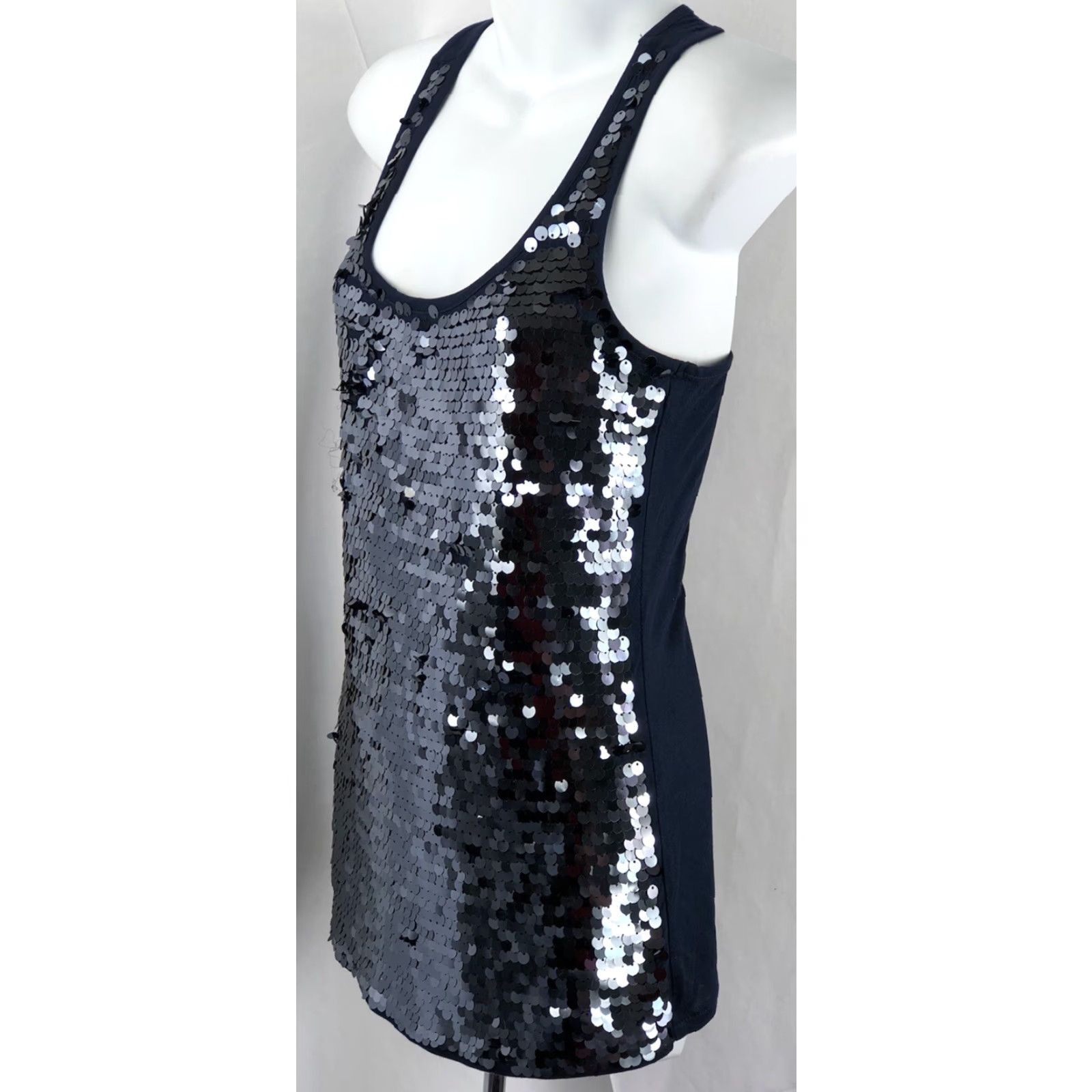 Incu INC Tank Top S Blue Sequin ScoopNeck Sleeveless Club Disco Ball Y2K Party Bling Shirt Womens Small Blue Sequin Camisole Tank Top Size S / US 4 / IT 40 - 2 Thumbnail
