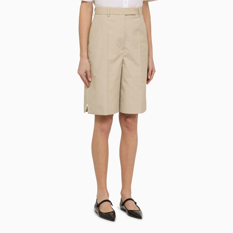 Thom Browne o1d2blof1024 High-Waisted Bermuda Shorts in Beige Size 27" / US 4 / IT 40 - 3 Thumbnail