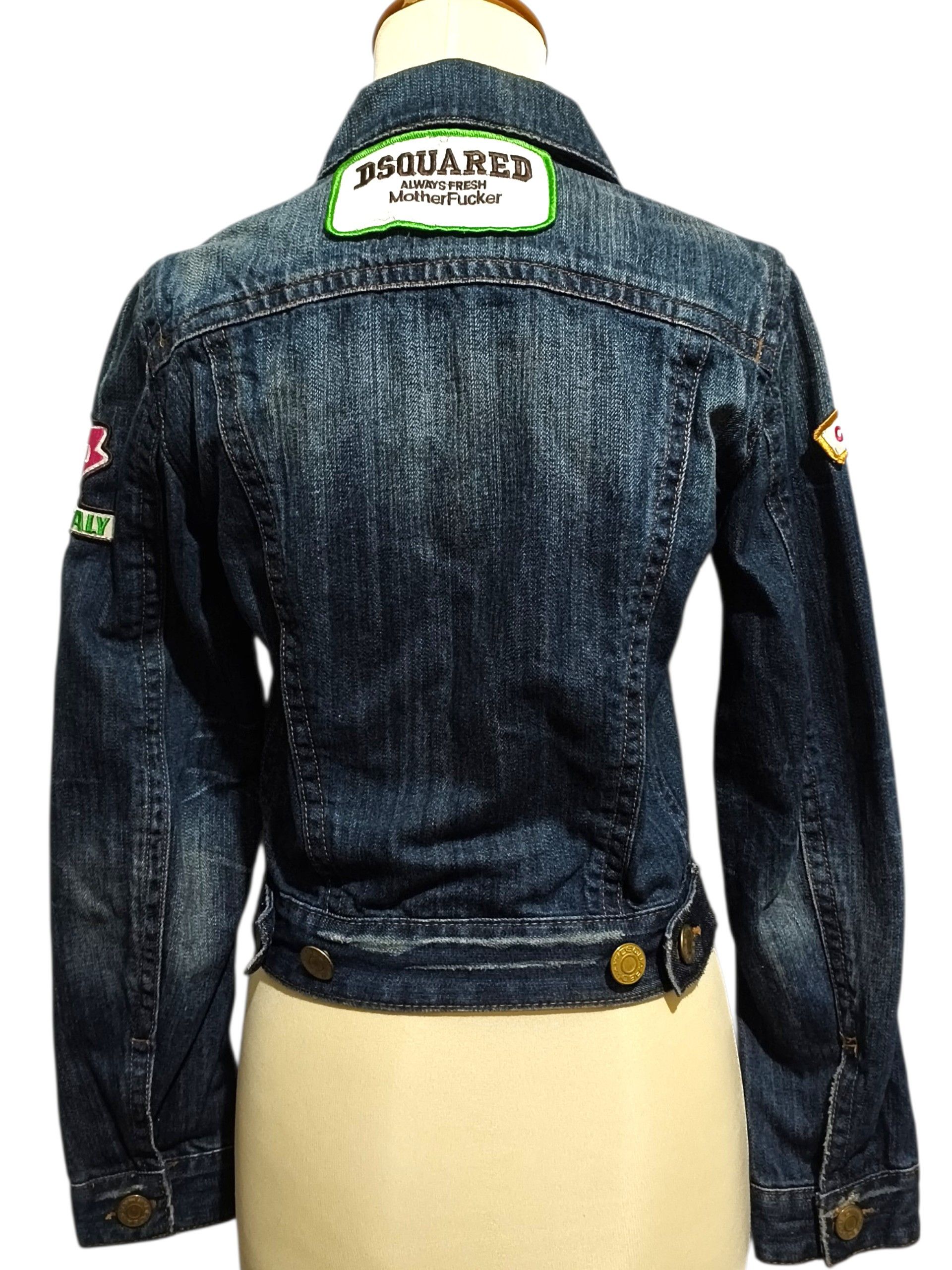 Dsquared2 Y2K DSQUARED2 Canadian Patch Distressed Denim Trucker Jacket Size XS / US 0-2 / IT 36-38 - 5 Thumbnail