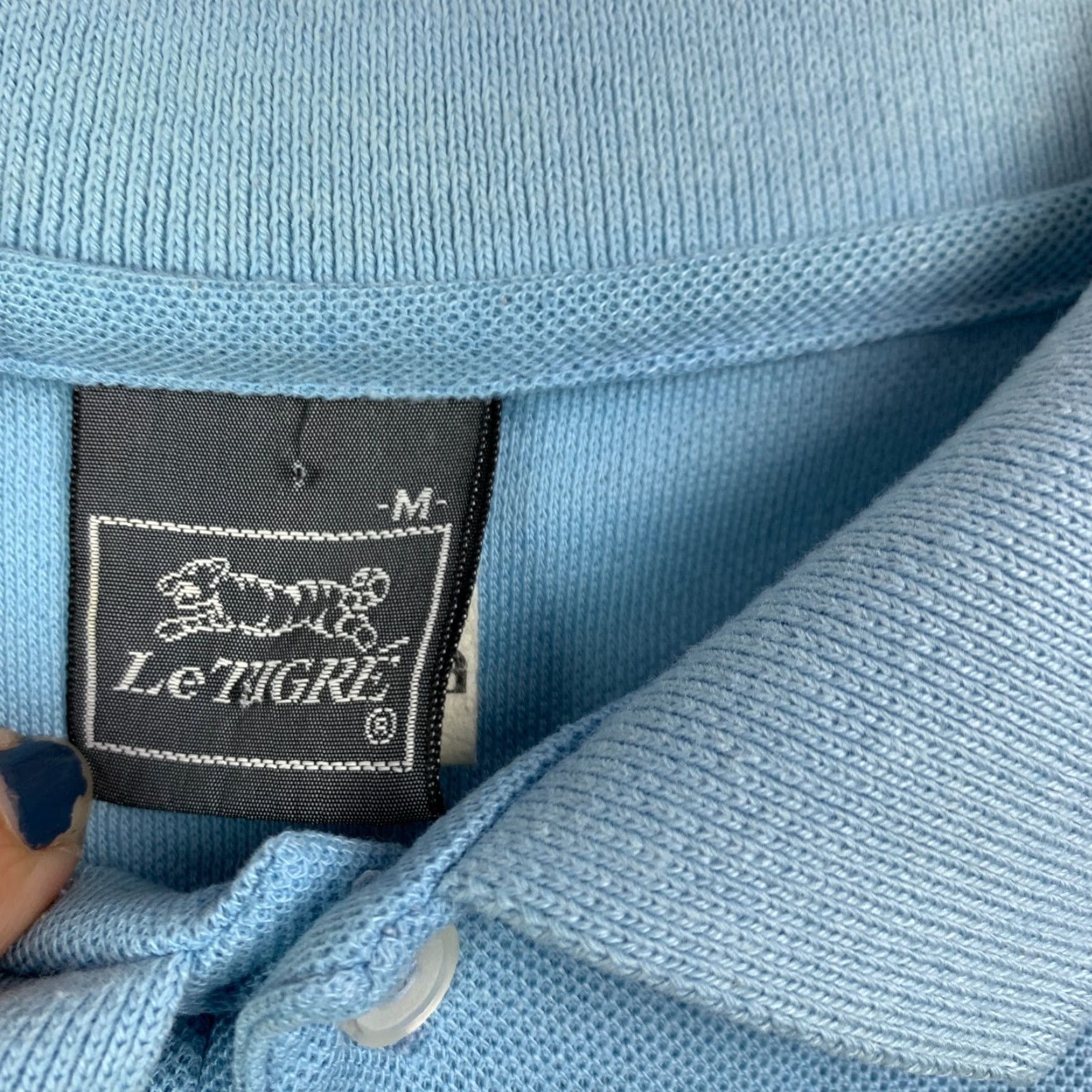 Vintage VINTAGE Le Tigre Polo Shirt Blue 80s Pique Short Sleeve Button-Down Collar Medium Mens Polo Shirt Size US M / EU 48-50 / 2 - 4 Thumbnail