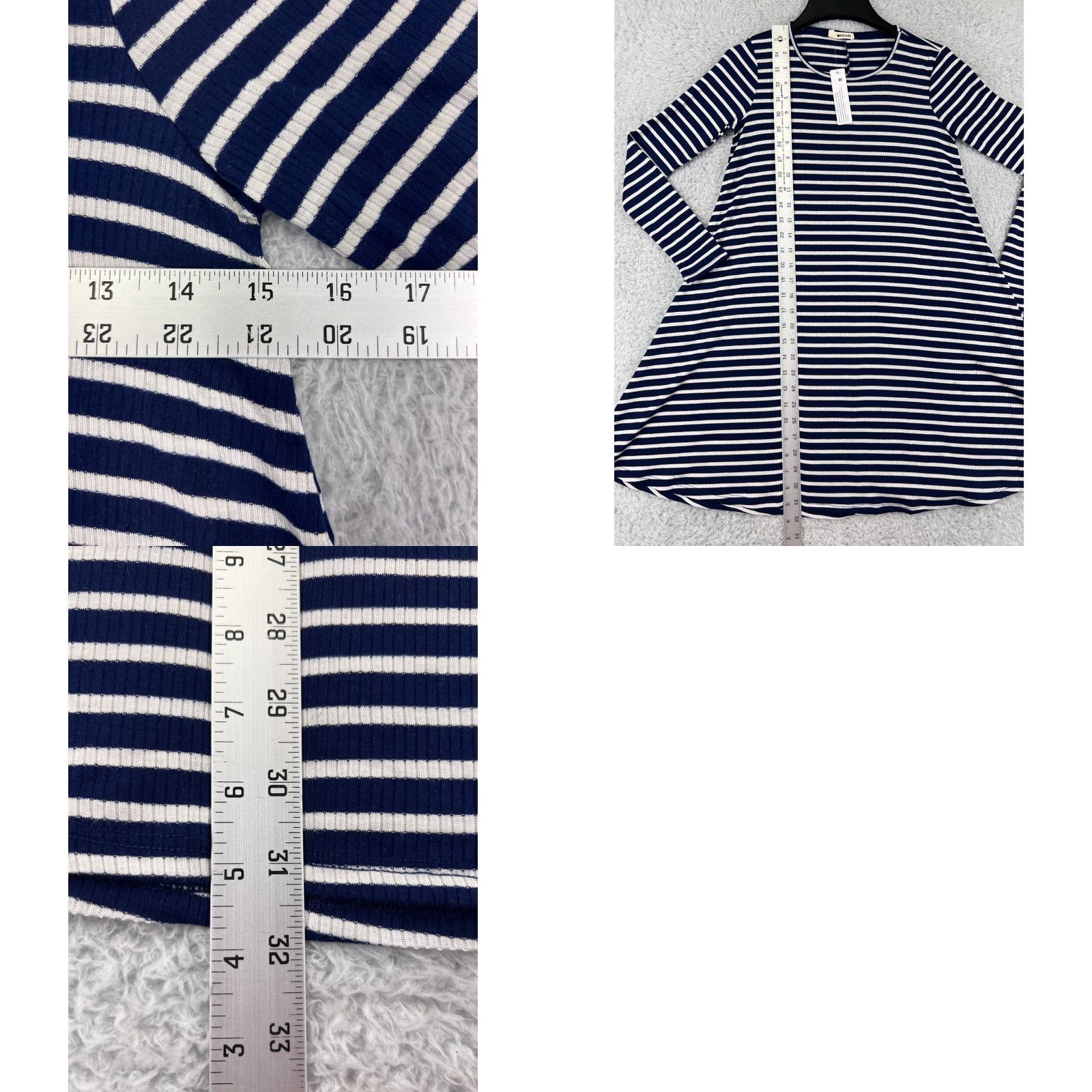 Vintage La Made Dress Womens XS Blue White Mini Long Sleeve Striped Rayon Blend Dress Size XS / US 0-2 / IT 36-38 - 9 Thumbnail