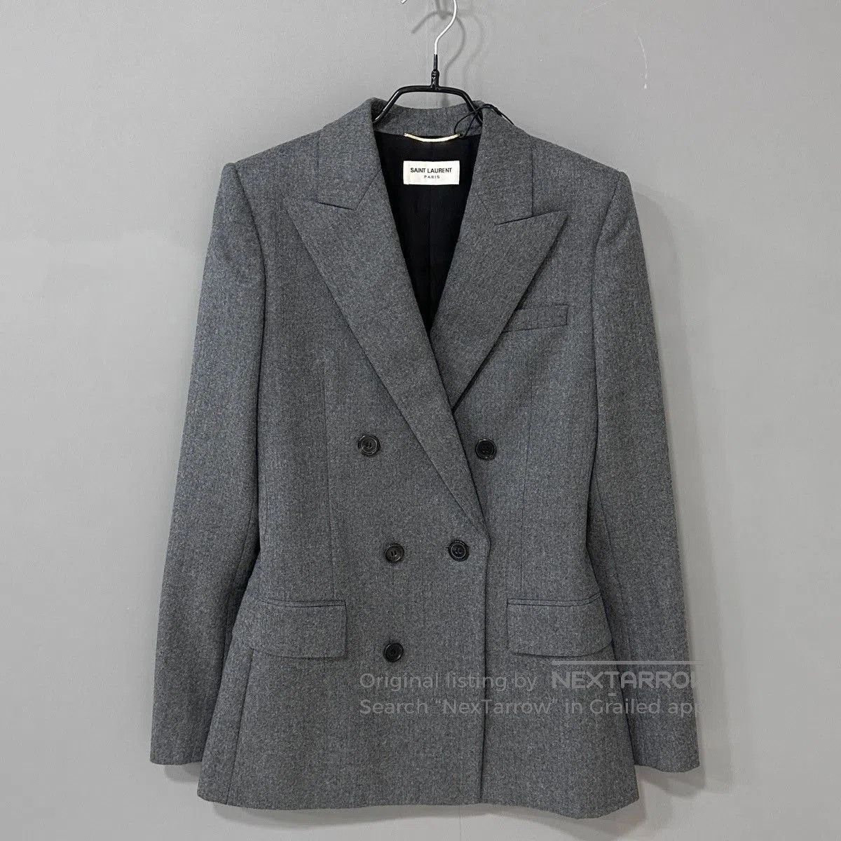 Saint Laurent Paris Saint Laurent Gray Double-Breasted Blazer. Size US M / EU 48-50 / 2 - 1 Thumbnail