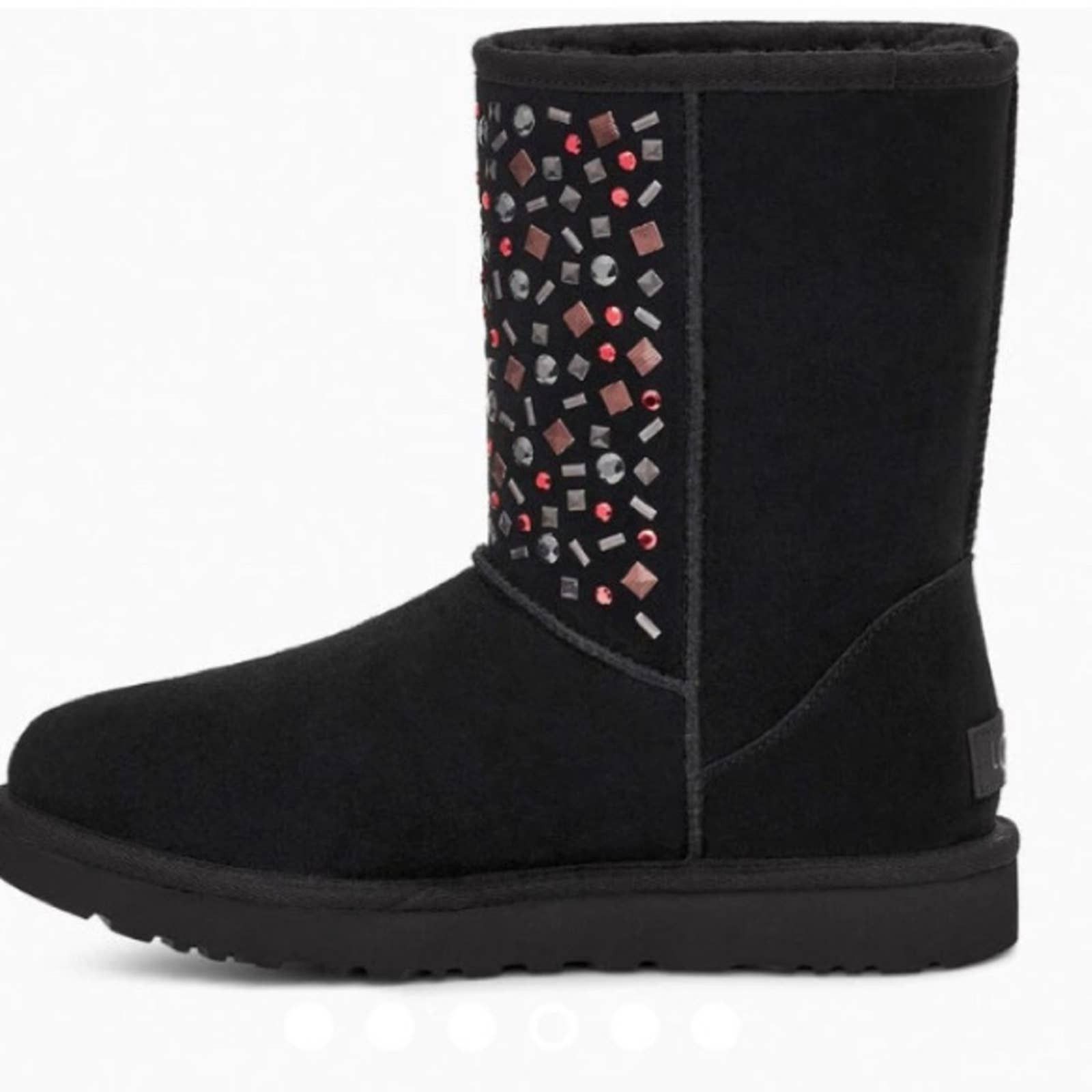 image of UGG W Classic Black Short Stud Ii Size 8 Shoes, Women's