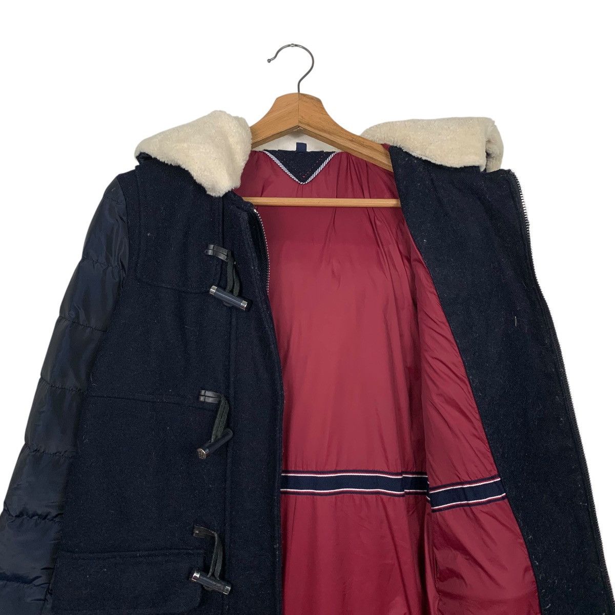 Tommy Hilfiger TOMMY HILFIGER Puffer Wool Hooded Hybrid Long Coat 2456-C110 Size US XS / EU 42 / 0 - 11 Thumbnail