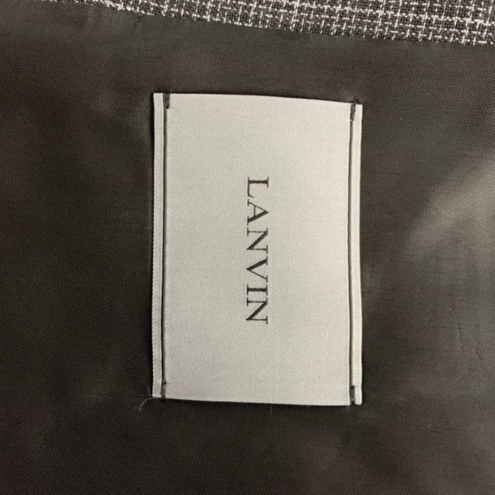Lanvin Size 38 Navy Grey Plaid Wool Notch Lapel Regular Sport Coat Size 38R - 7 Thumbnail