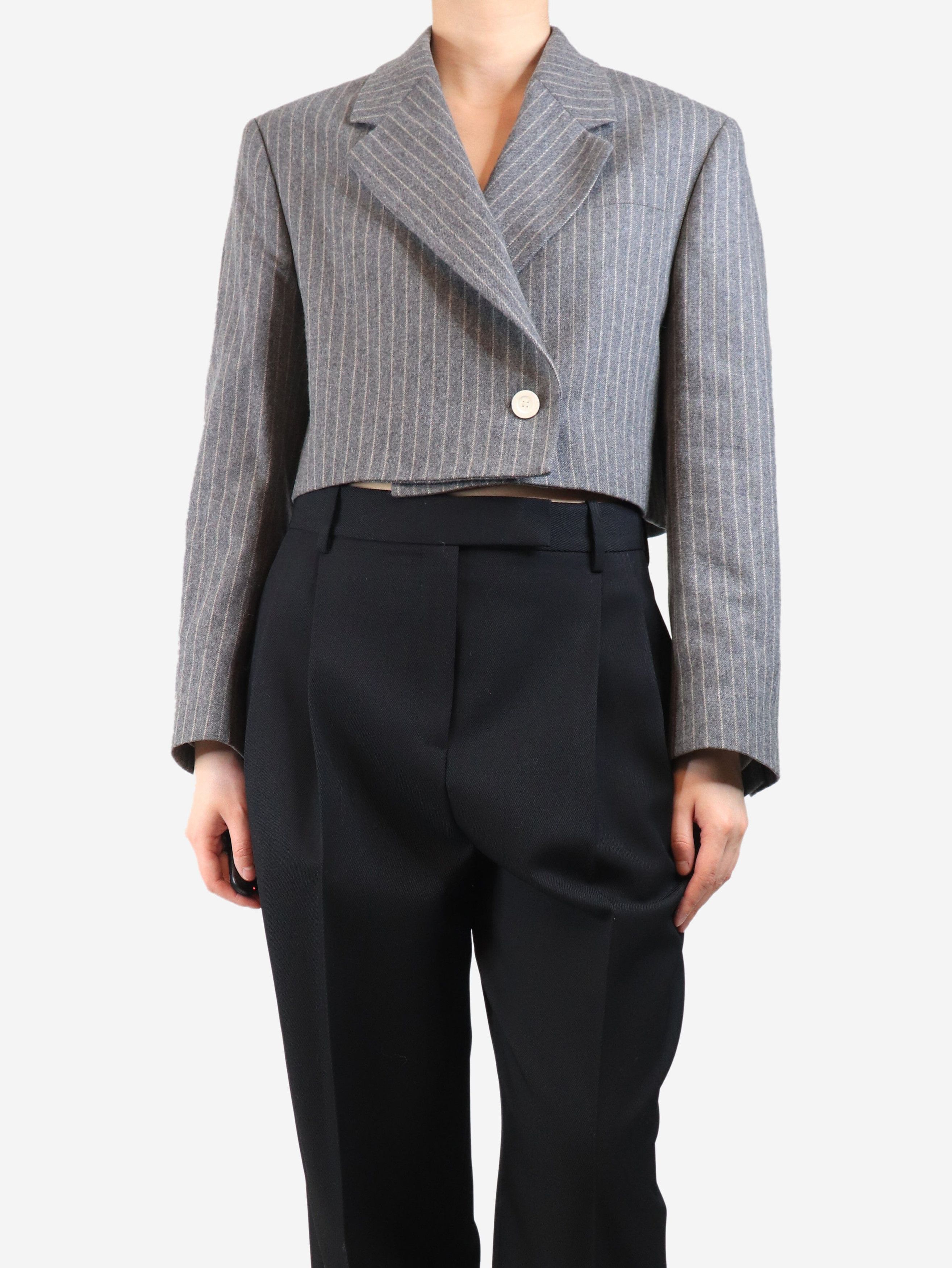 Acne Studios Grey pinstripe cropped wool jacket - UK 8 Size S / US 4 / IT 40 - 1 Thumbnail