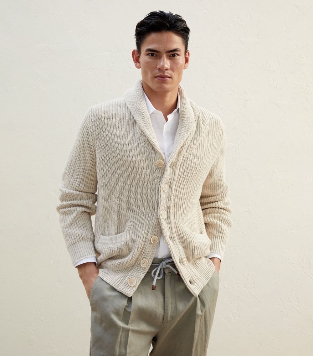 image of Brunello Cucinelli O1W1Db10524 Cardigans In Beige, Men's (Size XL)