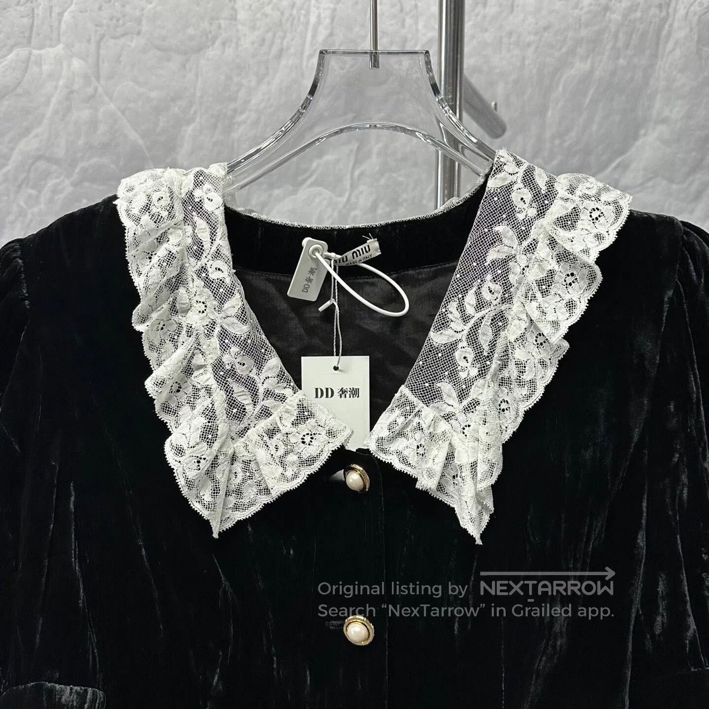 Miu Miu miu miu lace collar velvet coat. Size S / US 4 / IT 40 - 2 Thumbnail