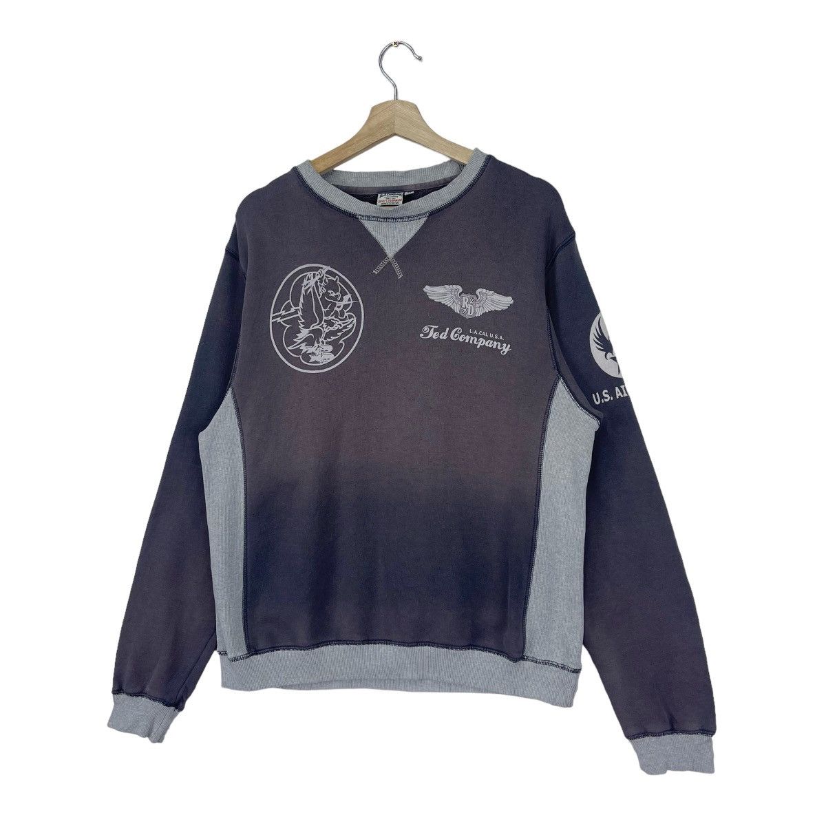 Tedman × Vintage Devil Air Force Black Faded Sweatshirt Size US M / EU 48-50 / 2 - 4 Thumbnail