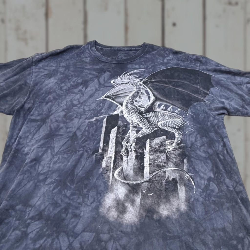 The Mountain The Mountain Shirt Mens 2XL Black Gray Dragon Graphic Tie Dye Fantasy Tee USA Size US XXL / EU 58 / 5 - 1 Thumbnail
