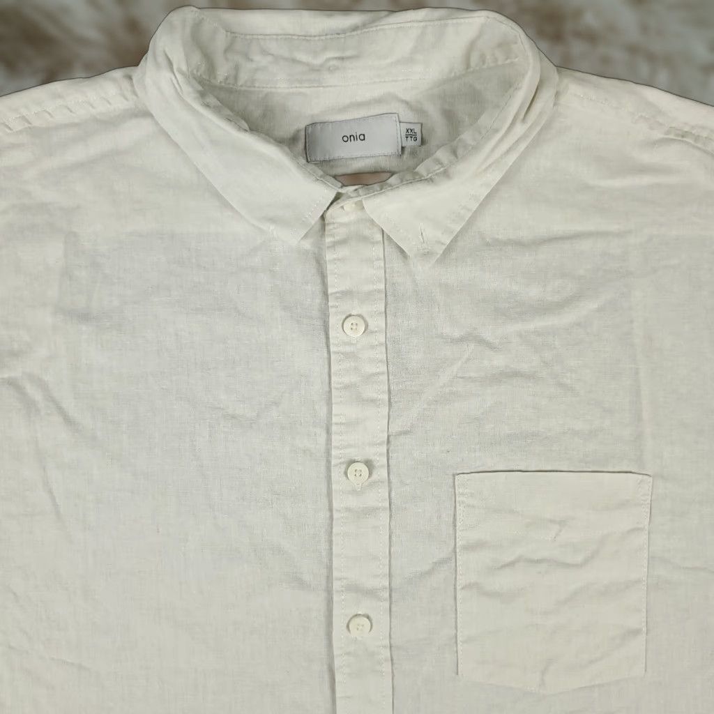 Onia Onia Button-Up Shirt Mens 2XL White Casual Short Sleeve Classic Modern Size US XXL / EU 58 / 5 - 1 Thumbnail
