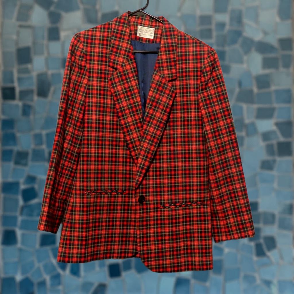 Pendleton VINTAGE Pendleton Blazer Women Red Tartan 10 100% Wool One Button Mid-Length Plaid Womens Blazer Mens? Size L / US 10 / IT 46 - 1 Thumbnail