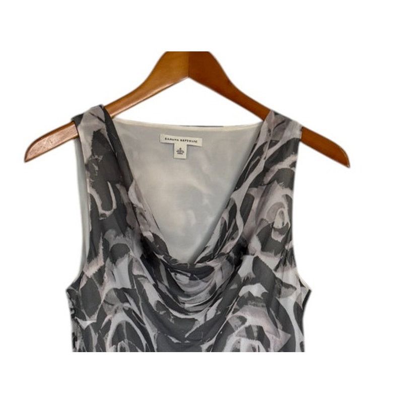 Banana Republic Banana Republic Blouse Women 6 Gray Cowl Neck Floral Office Size M / US 6-8 / IT 42-44 - 2 Thumbnail